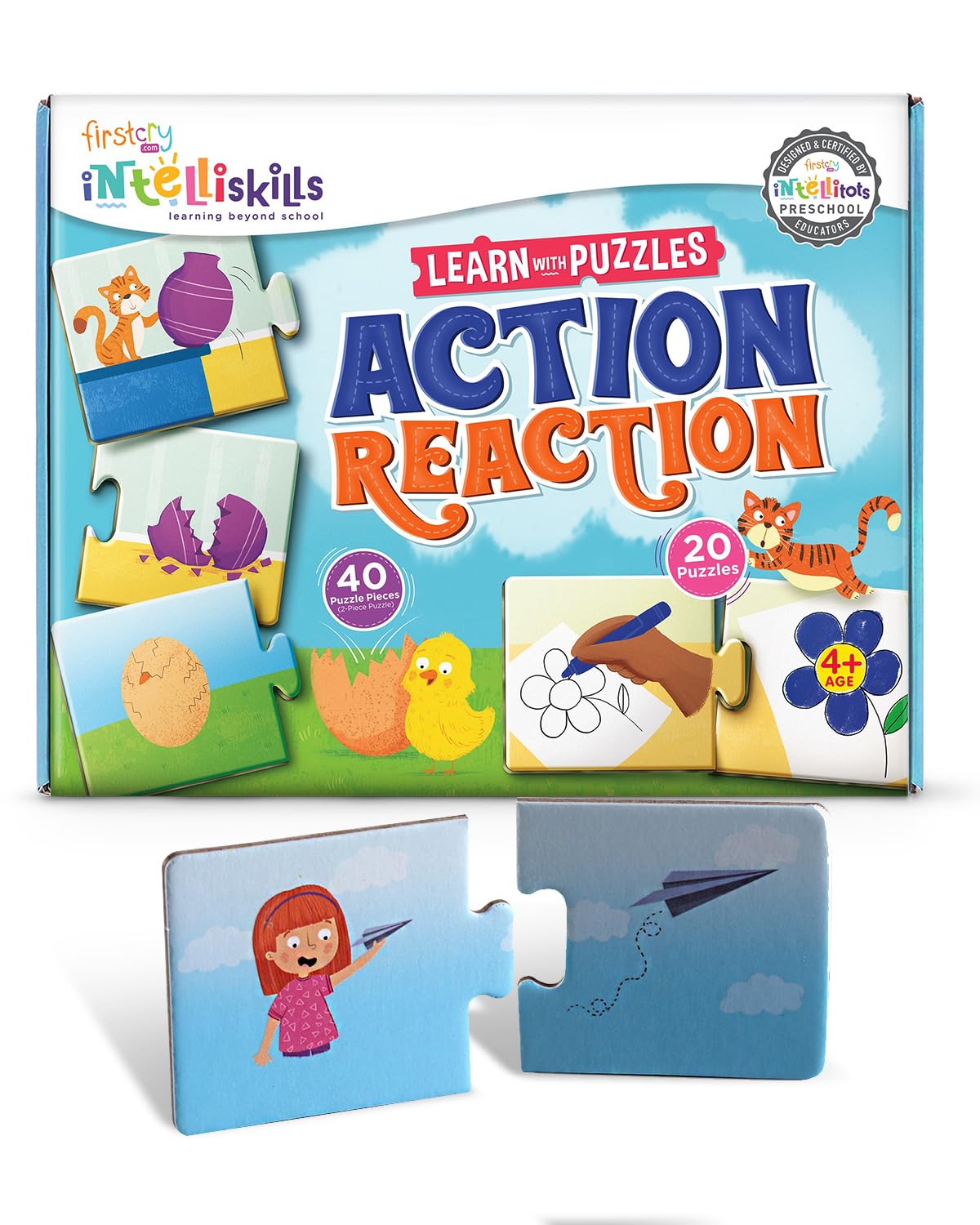 Buy Firstcry Intelliskills Intelliskills Premium 40 Pcs Action Reaction Jigsaw PuzzleFun