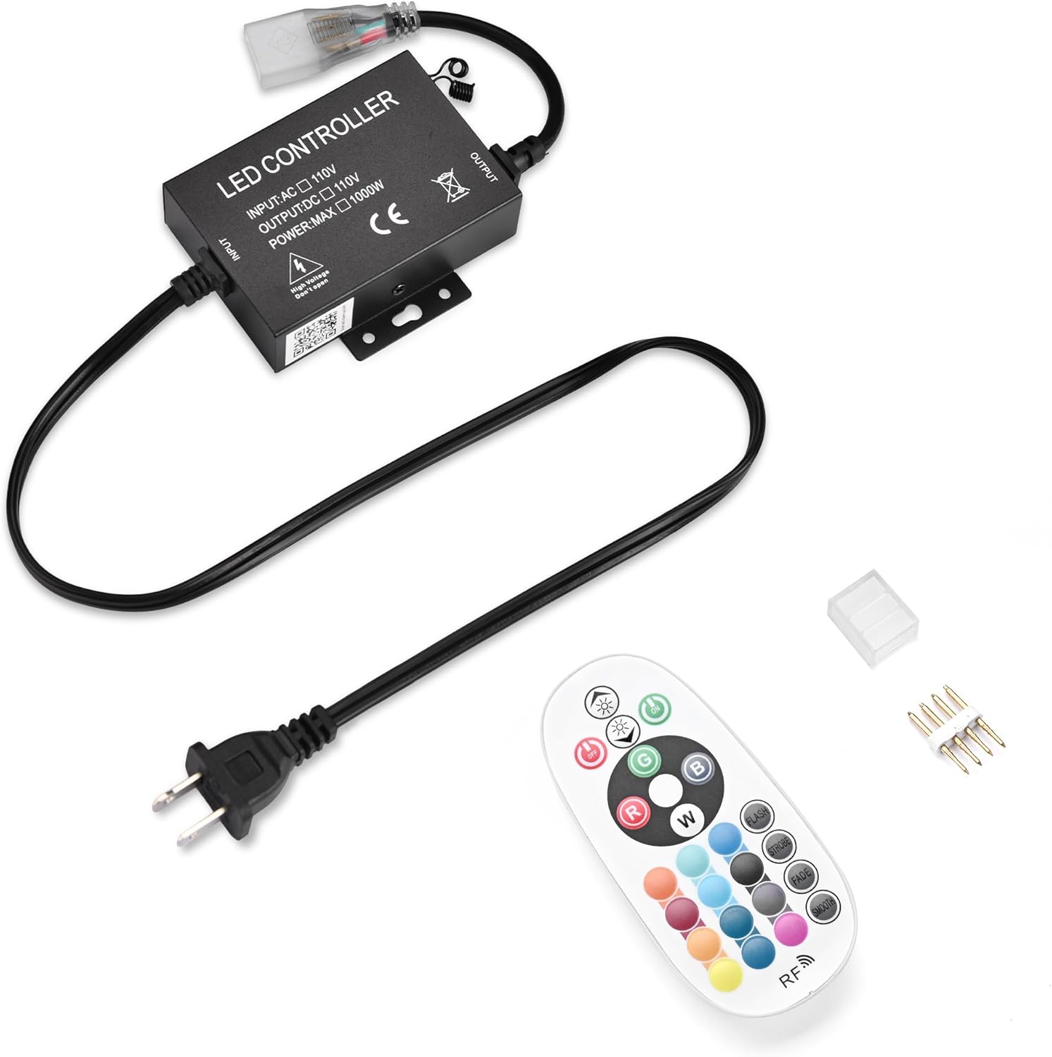 DELight DEL-CON03 Controller with 24-Key RF Remote for Multicolor RGB LED Neon Rope Lights Models DEL-D50R, DEL-D100R, DEL-D150R Only