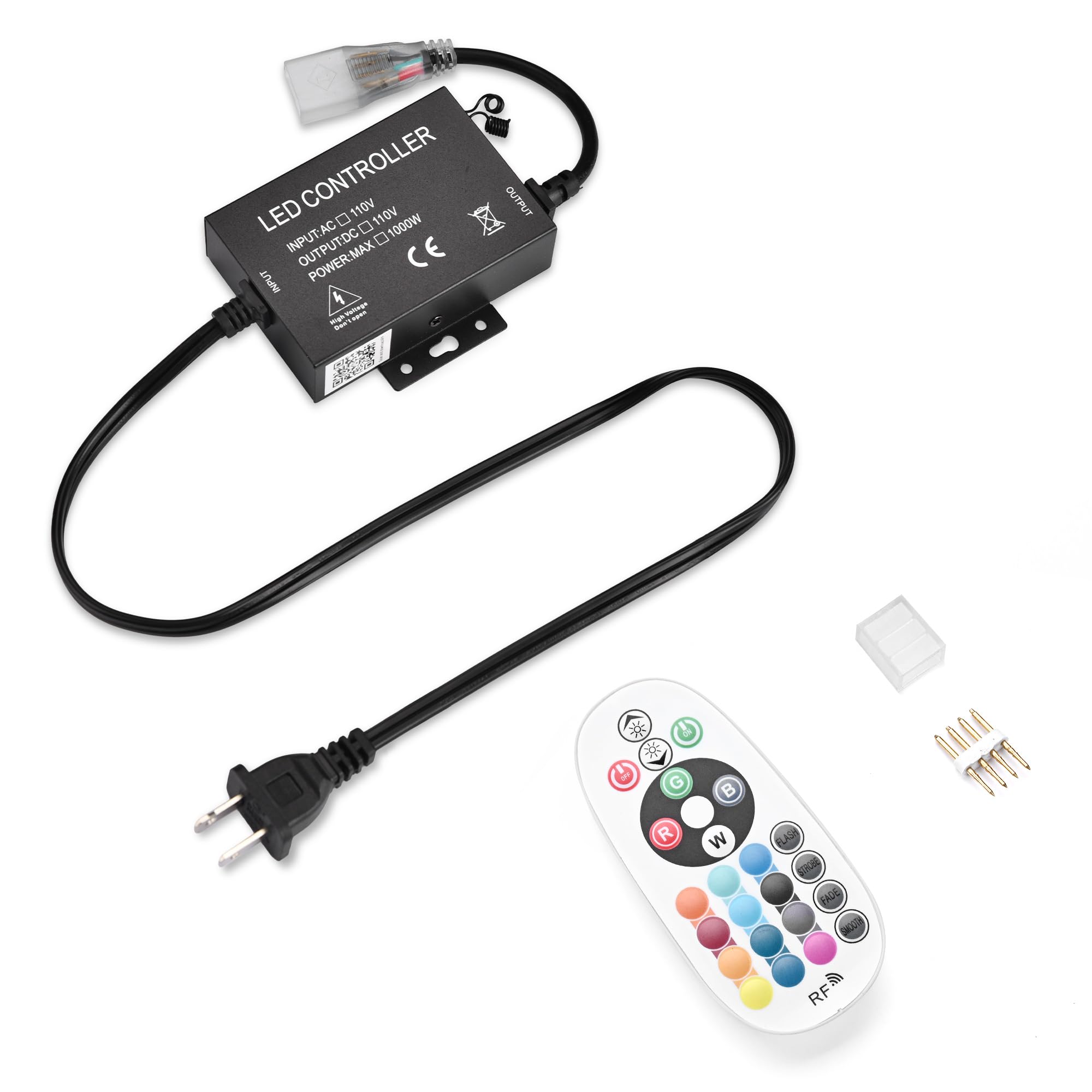 DELight DEL-CON03 Controller with 24-Key RF Remote for Multicolor RGB LED Neon Rope Lights Models DEL-D50R, DEL-D100R, DEL-D150R Only