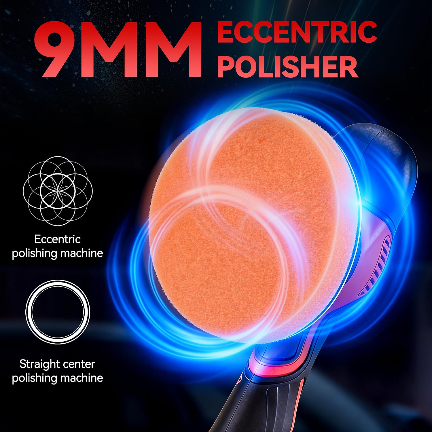 Pulidora inalámbrica para automóvil, pulidora de coche de 6 pulgadas con 2 baterías de litio de 21 V y 2000 mAh, 6 amortiguadores de velocidad variable con 24 accesorios para detalles/pulido/encerado
