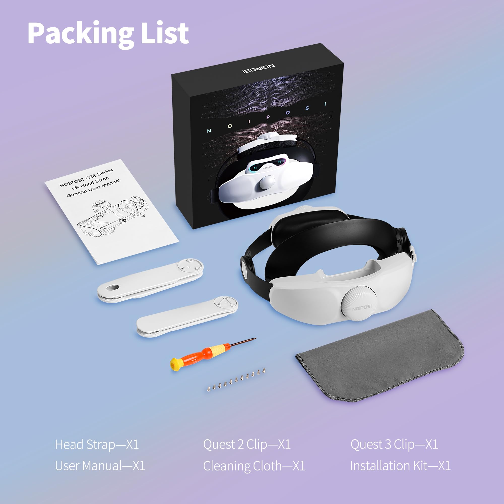 Noiposi Head Strap for Meta Quest 3s/3/Quest 2,Adjustable Knob Elite Strap Replacement,VR Headset Accessories Strap Enhanced Support&Comfort& Extend Playtime(Battery sold separately) — view 6
