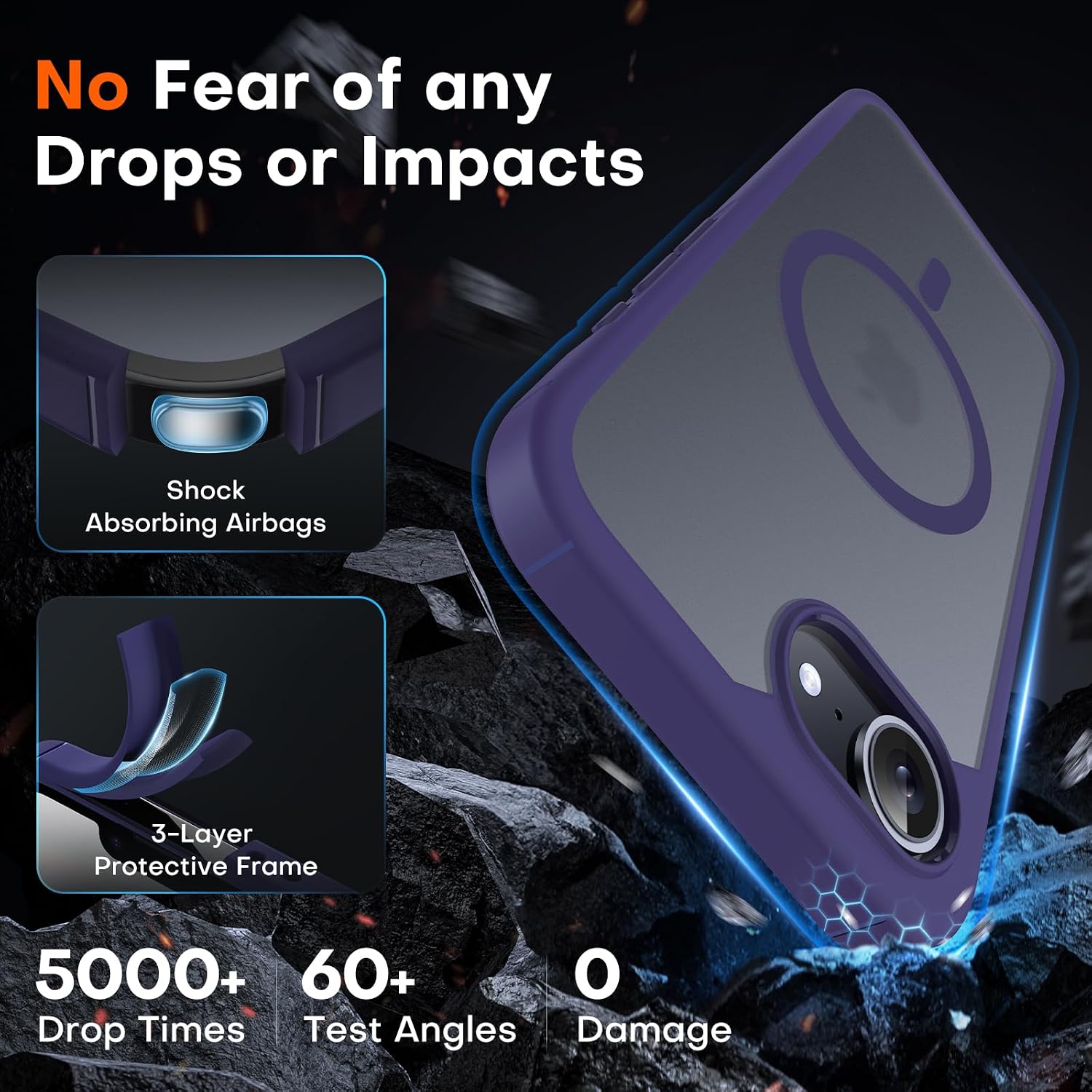 TOCOL Magnetic for iPhone 16e/17e Case, Upgraded Full Camera Protection, Compatible with Magsafe, Drop Protection, Translucent Matte Back Bumper for iPhone 16e/17e 6.1-Inch (Purple) thumbnail