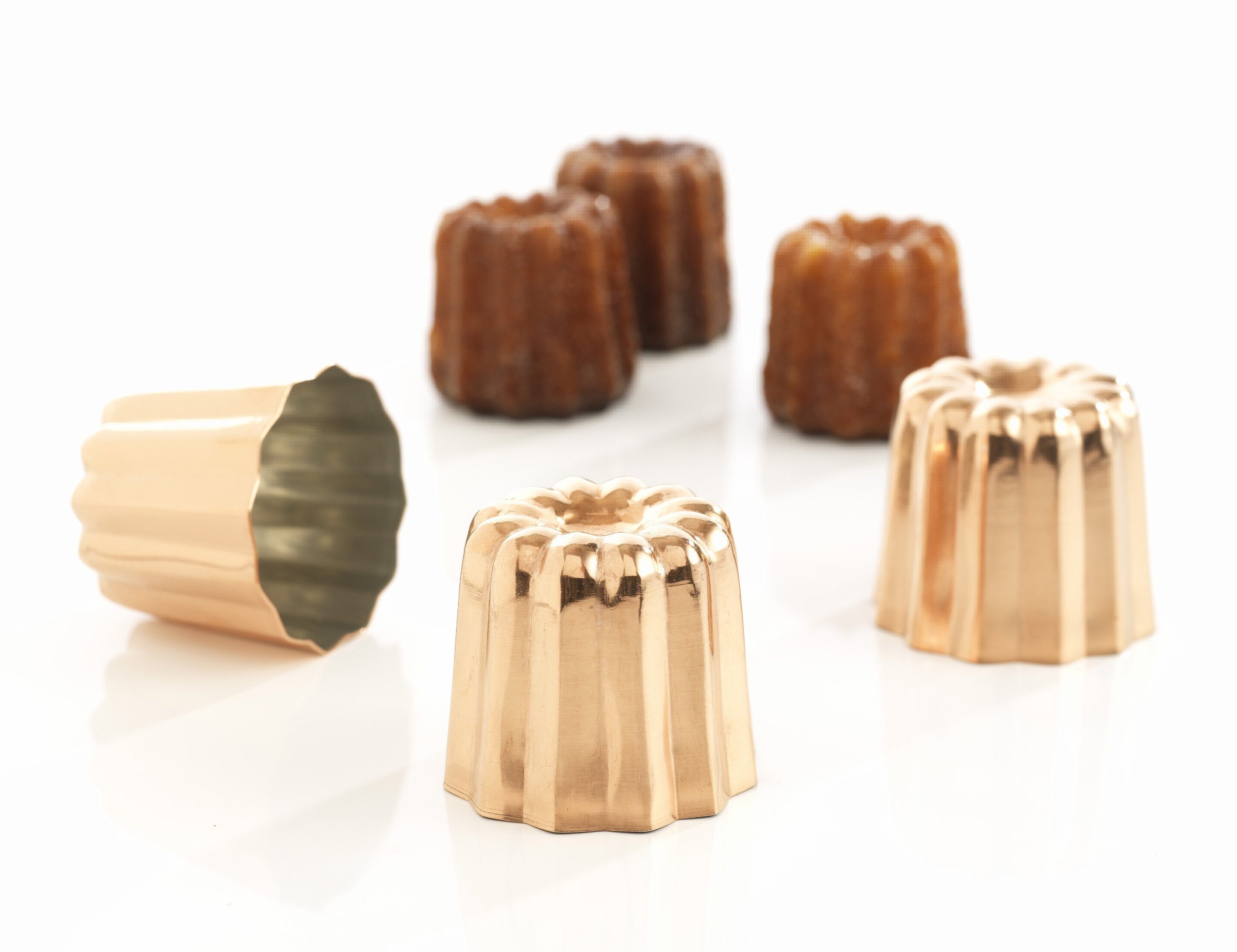 Patisse Set of 3 Copper Fluted Bordeaux Moulds 17.5 x 6 x 6 cm