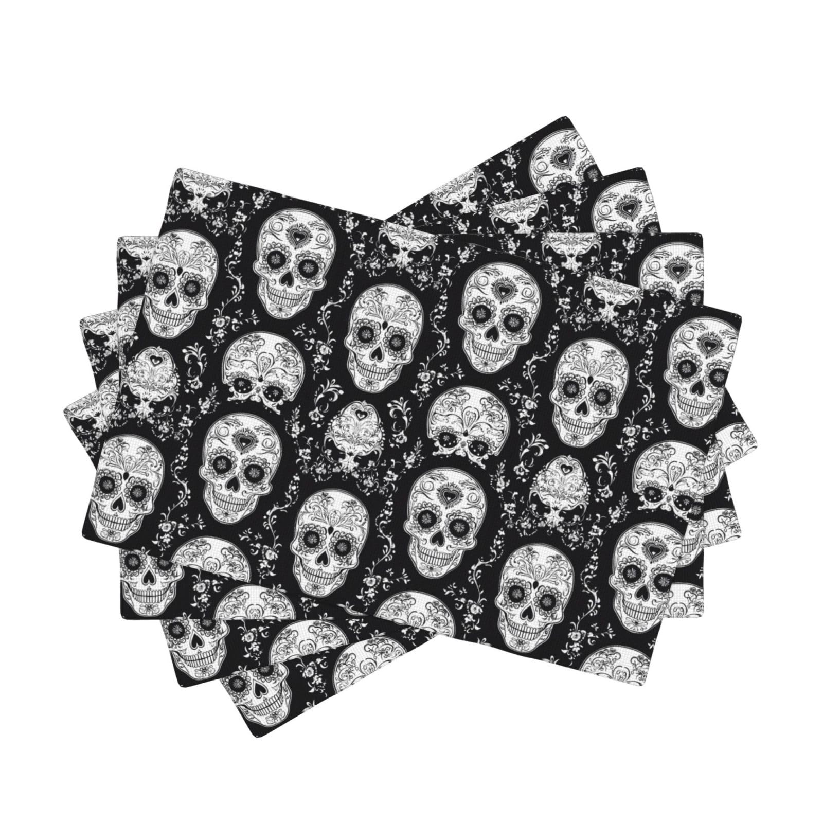 Set de table noir et blanc imprimé pour décoration de fête d'Halloween et dîners à thème
