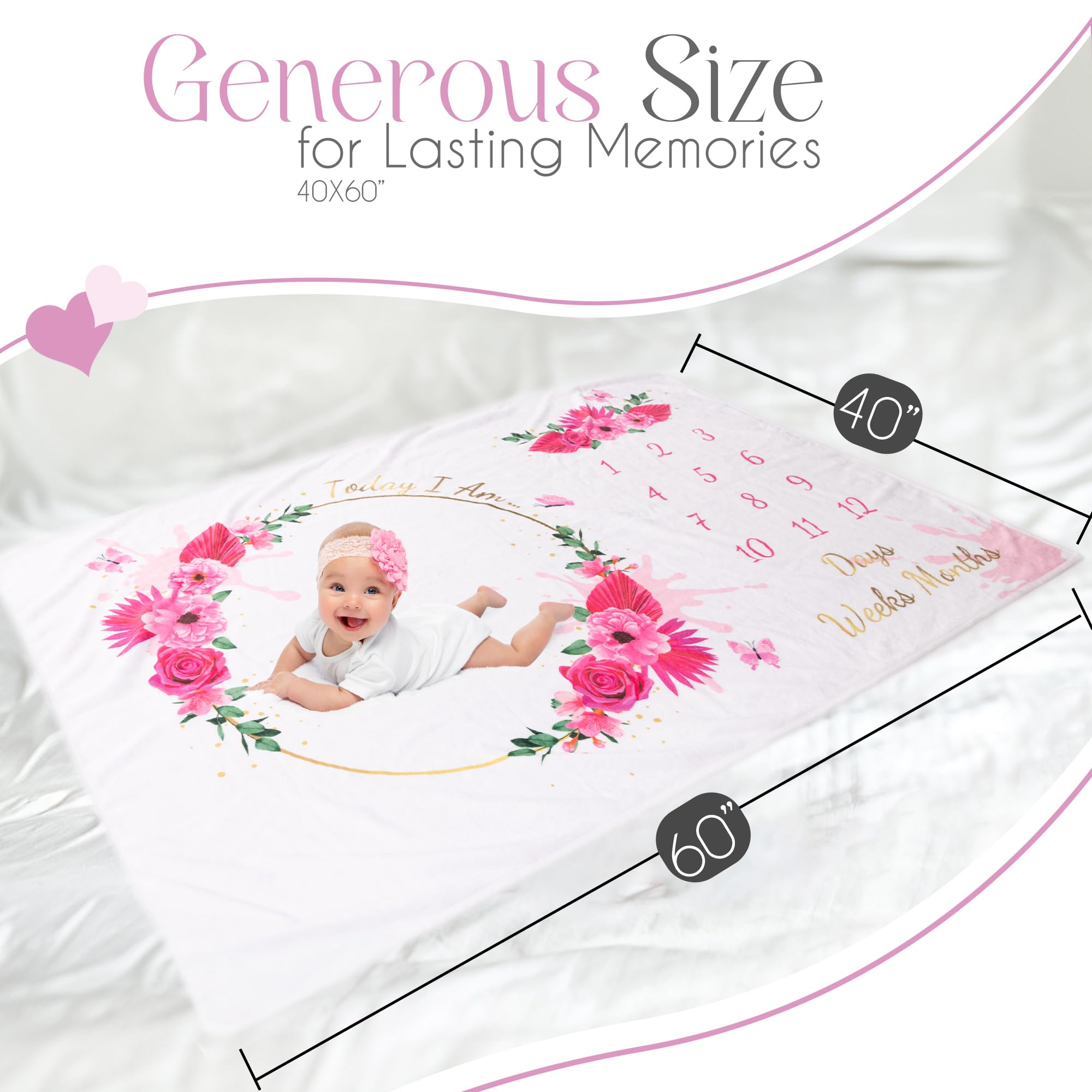 Manta mensual para bebé, manta de hito mensual para niña, manta de bebé recién nacida, manta de bebé con meses para niña, manta de hito para bebé, juego de regalo para niña, mantas de hito