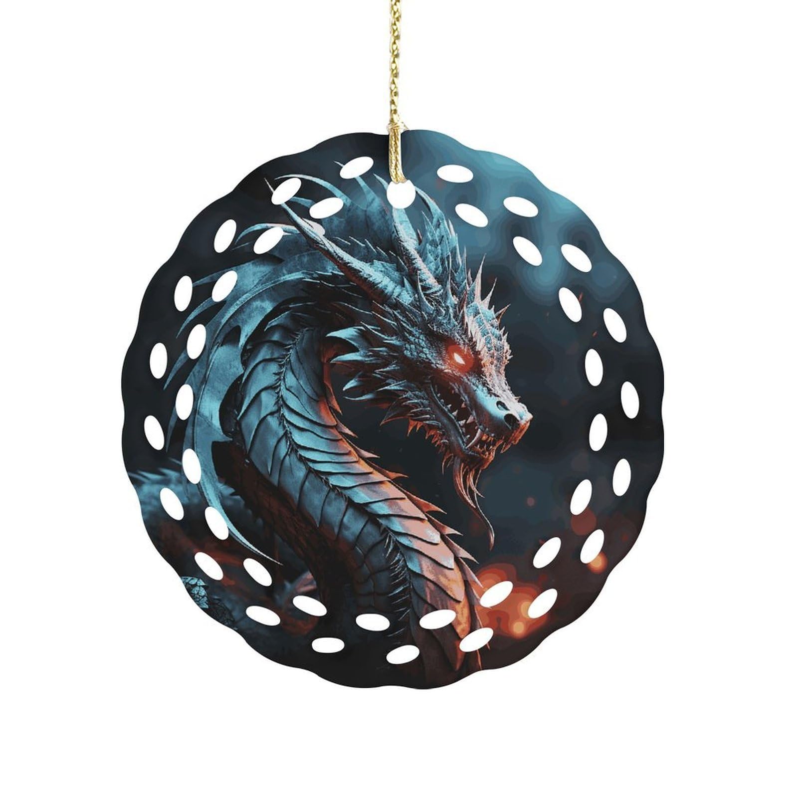 Fodpand Women's Style Dragon Ceramic Ornament For Home Decor 3.2" Round Tree Decoration Christmas Ornaments For Men Double-Sided Design
