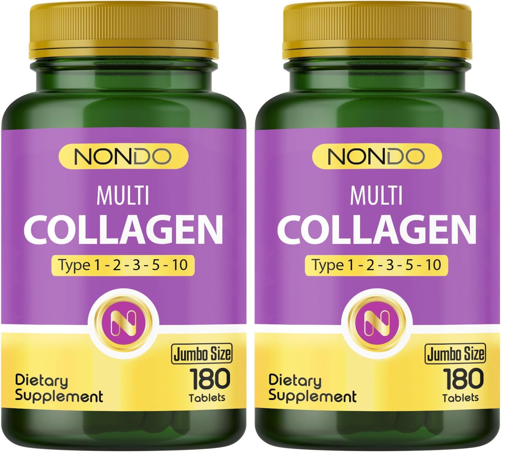 Nondo Multi Kolajen 180 Tablet (jumbo Boy 5 Çeşit Kolajen Tip 1-2-3-5-10 Hyalüronik Asit Çinko) (2 paketi)
