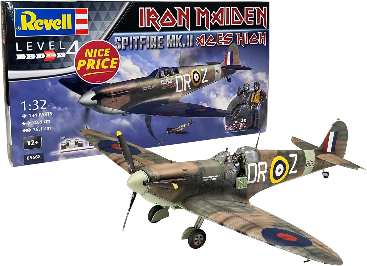 Revell RV05688 1:32 - Iron Maiden Spitfire Mk.II Aces High 35th Plastic Model kit, Multicoloured, 1/32