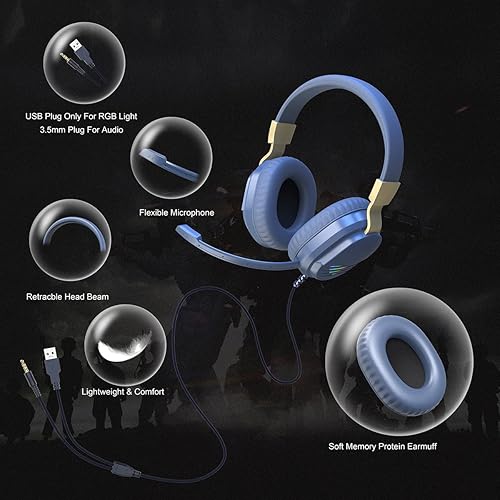 Miniatura 4 de Auriculares para juegos para Xbox One, PS5, PS4, PC para niños, para la escuela, auriculares con cable con micrófono, auriculares para juegos con