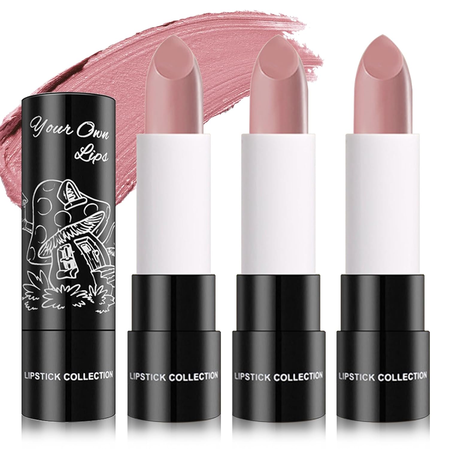 3PCS Matte Light Pink Lipstick Nude Lip Gloss Non-Stick Cup Velvet Lip Stain Long Lasting Matte Lipstick for Women Nude Lip Makeup