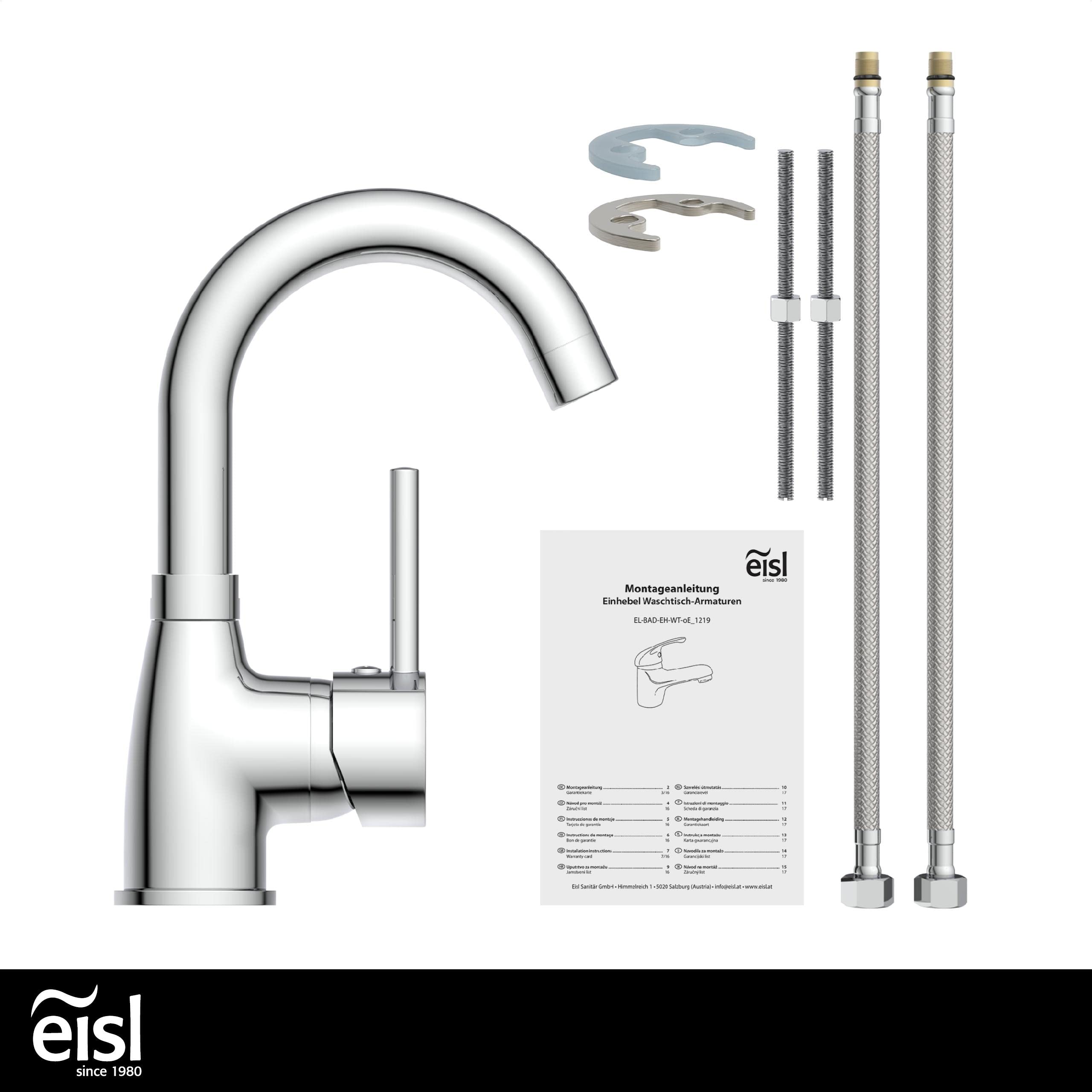 EISL Lavabo Futura NI075FUTCR de bajo Consumo, Grifo Giratorio 360° para baño, Mezclador Monomando, Cromo