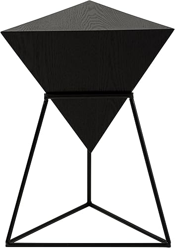 Miniatura 8 de COZAYH Mesa auxiliar geométrica moderna con parte superior de madera y base de metal, mesa auxiliar de pirámide única para oficina, sala de estar,