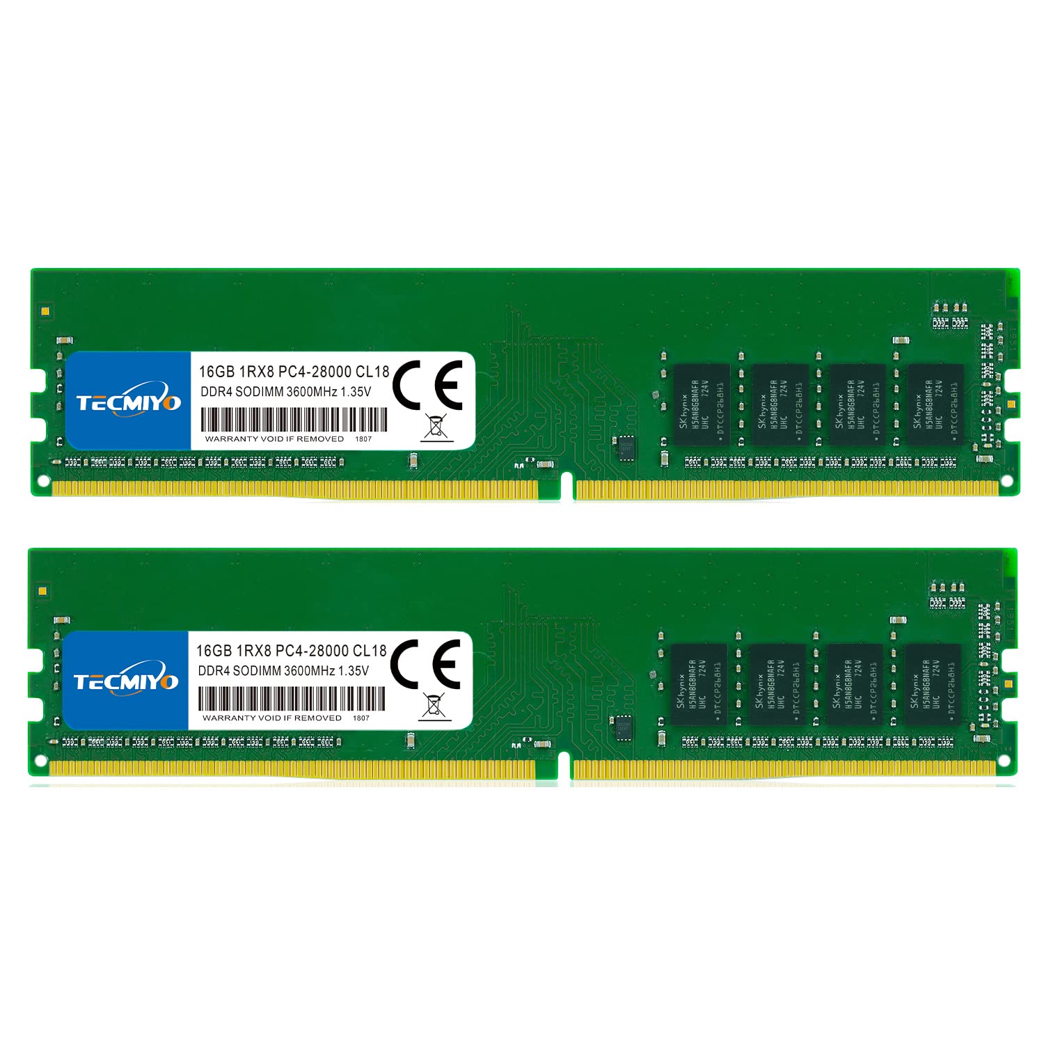 TECMIYO 32GB Kit (2X16GB) DDR4 3600MHz Sodimm Ram PC4-28800 1.35V CL18 288 Pin 1RX8 Dual Rank Non-ECC Unbuffered Memory Ram Ideal for Desktop Computer Memory Ram Module Upgrade
