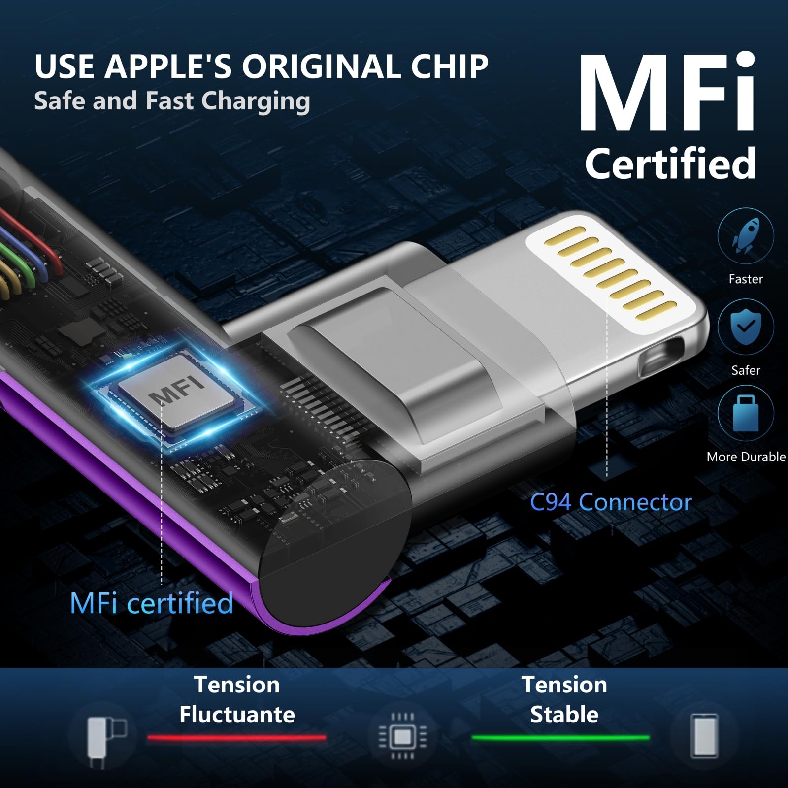 Cavi di ricarica da USB C a Lightning da 90 gradi per iPhone, 1,8 m, certificato Apple MFi, confezione da 3 pezzi, cavo Lightning USB C intrecciato in nylon compatibile con iPhone 14/13/12/11/Pro Max