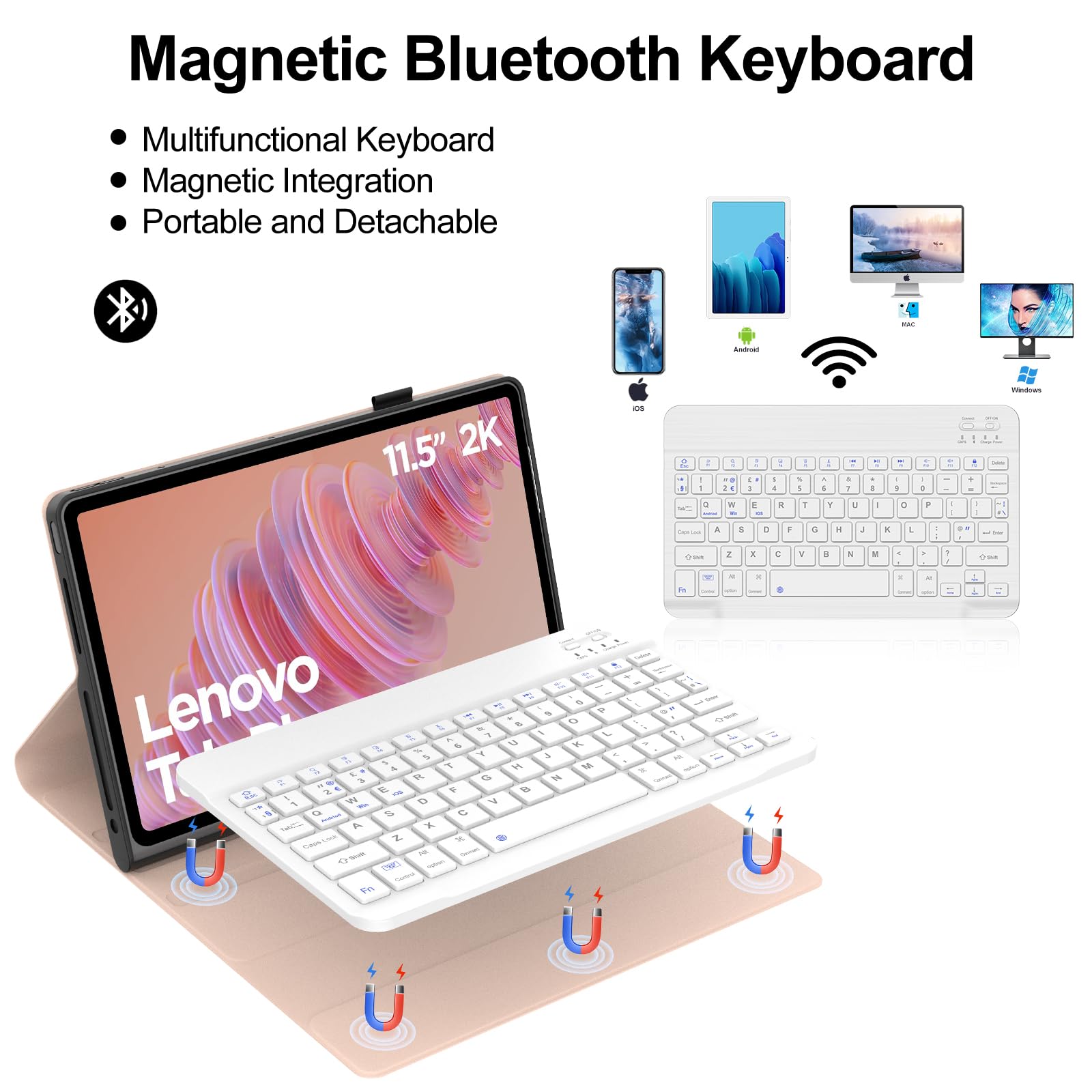 Cover Con Tastiera Bluetooth Retroilluminata E Mouse Per Lenovo Tab Plus 2024 (TB351FU) 11.5 Pollici