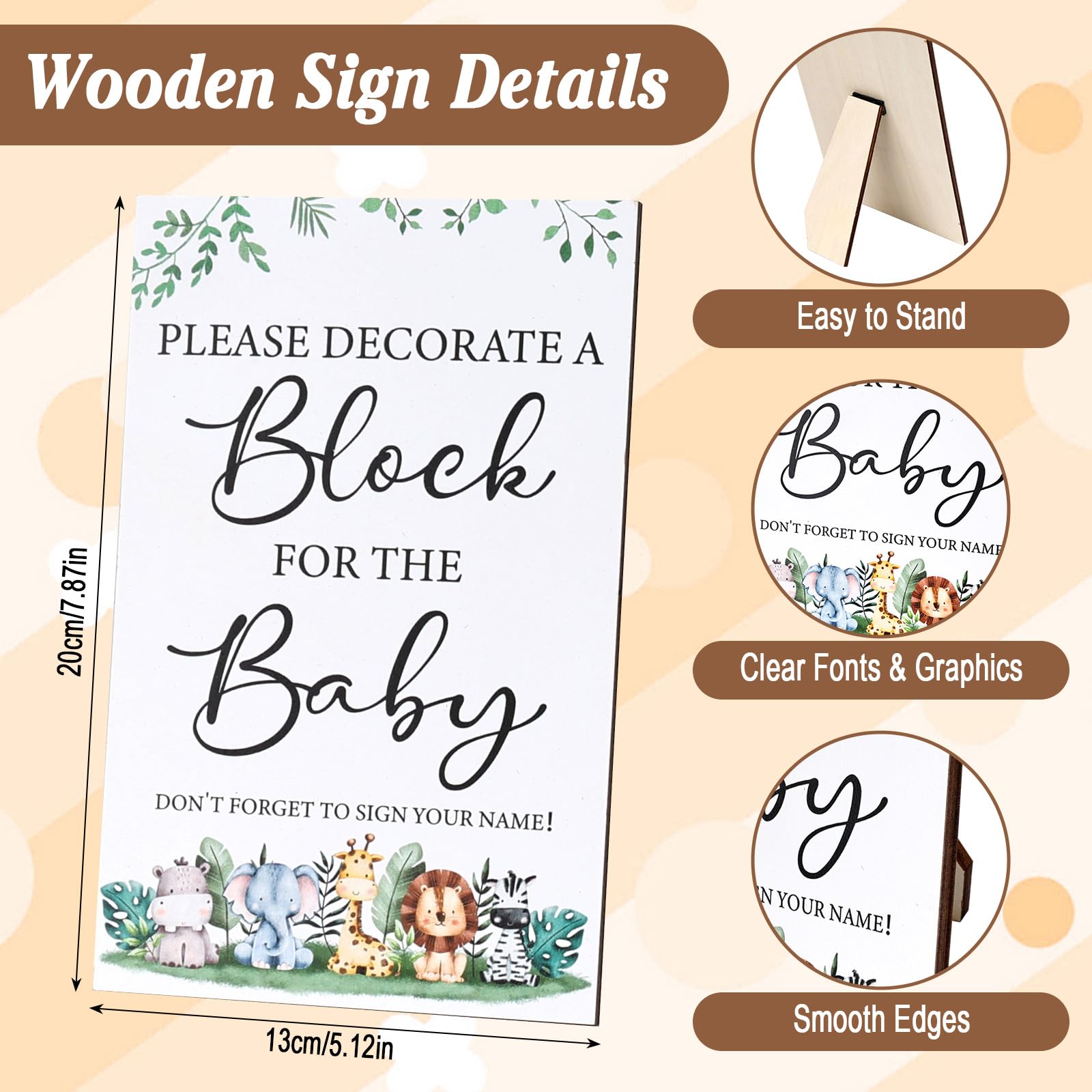 128 Pezzi Set di Giochi per Baby Shower, Blocchi di Pittura Creativa con 48 Blocchi di Legno, 24 Matite Colorate, 54 Stencil e Scatola di Legno per la Festa di Rivelazione del Sesso