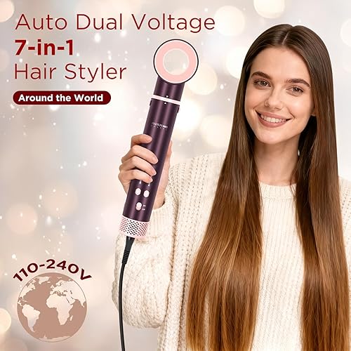 Miniatura 4 de MaxAIR 2.0 - Moldeador de aire caliente 7 en 1, juego de doble voltaje, cepillo secador de pelo de alta velocidad con alisador de cabello de aire,