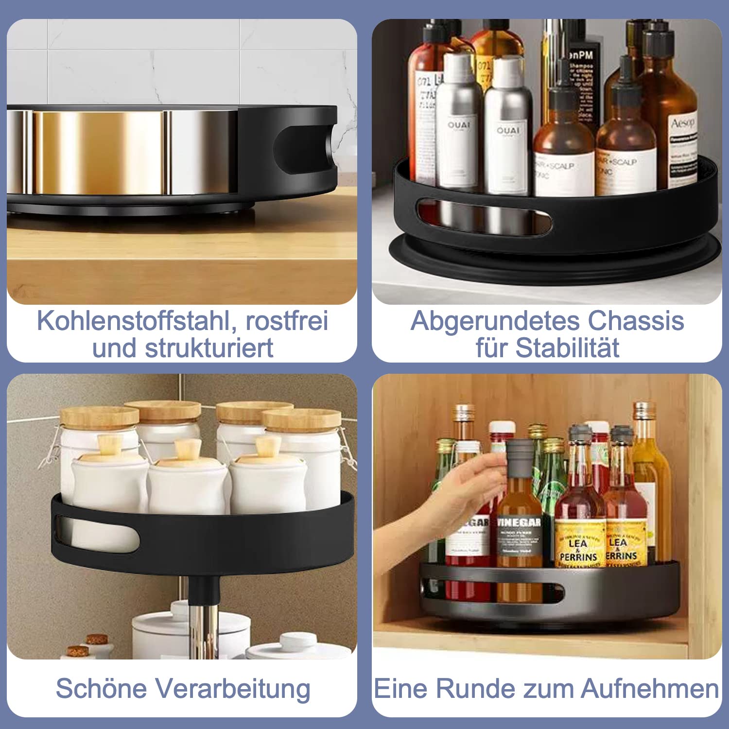 Portaspezie Girevole 3 Piani In Acciaio - Organizer Regolabile Per Cucina, Cosmetici - Foto 3