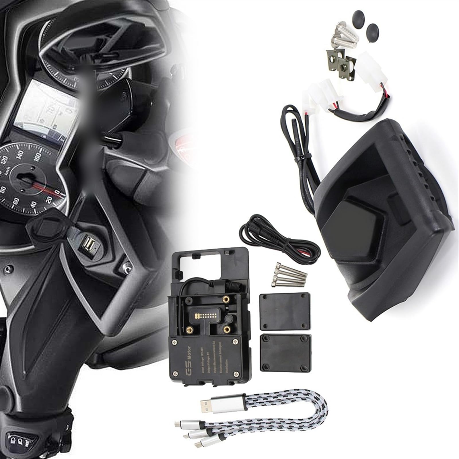Support de navigation pour téléphone GPS moto USB adapté au scooter X-Max - 8