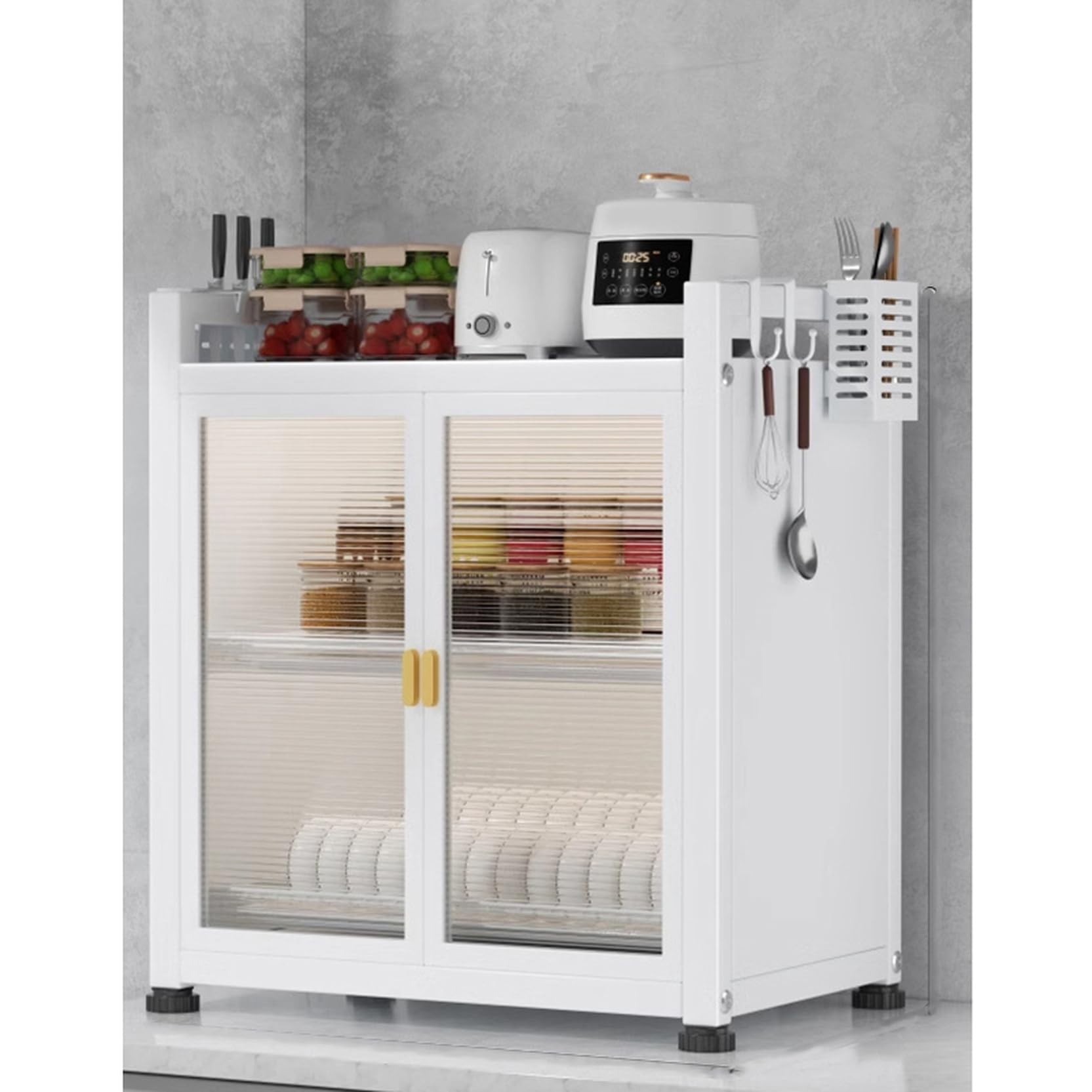 Amazon｜[VANDROUP] 食器棚 おしゃれ A 収納 北欧 スリム 完成