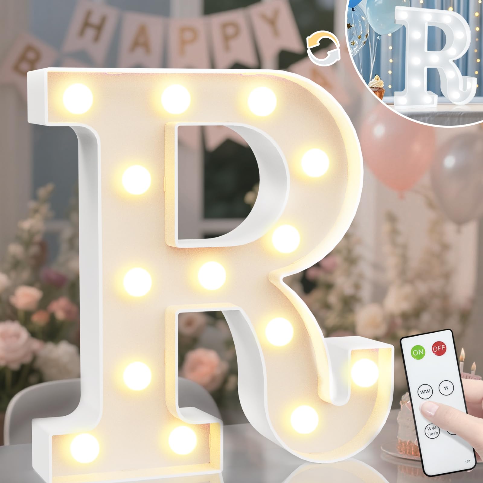 8.8" Decorative LED Light Up Numbers, Marquee Numbers Lights for 7th Birthday Decorations, Lighted Number Sign for Birthday Party Night Lights Wedding Anniversary Home Wall Decor, White Number 7 — view 51