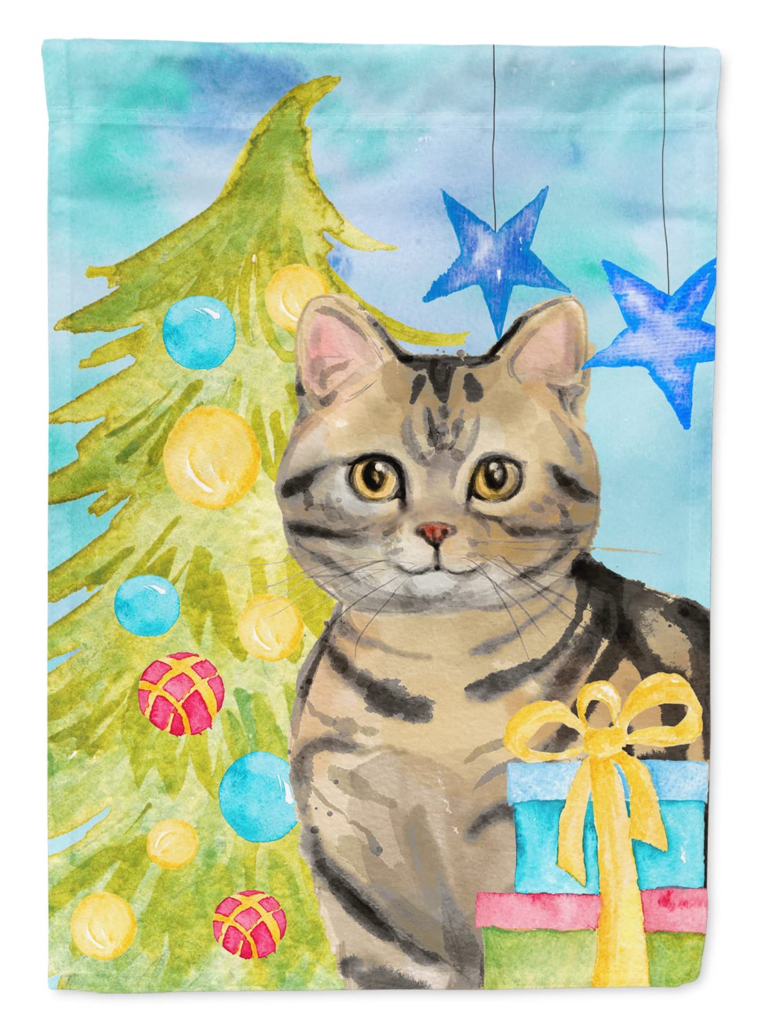 American Shorthair drapeau de Noël grand format en toile pour décoration de jardin