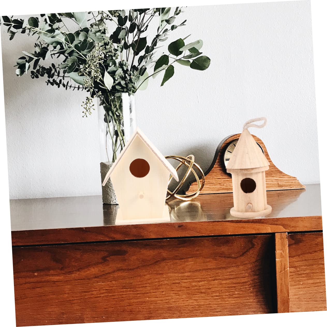 SEWACC 6 Stück Teiliges Diy Holzbausatz Vogelhaus Pädagogisches Bastelspielzeug für Bemalbarer Nistkasten mit Stabilem Standfuß Robuste Holzqualität als Dekoratives Desktopornament für