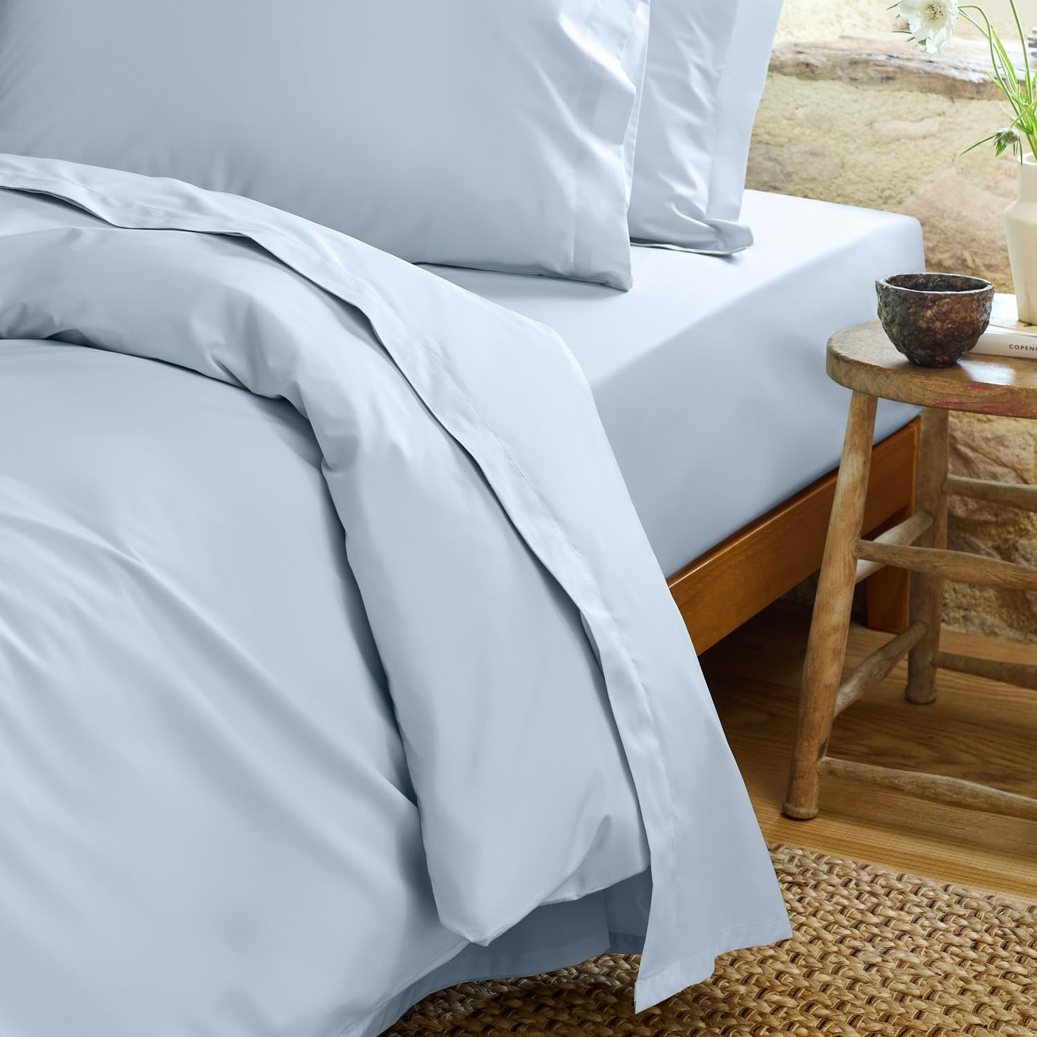 Christy Single Flat Sheet - Pure Cotton Percale - Blue