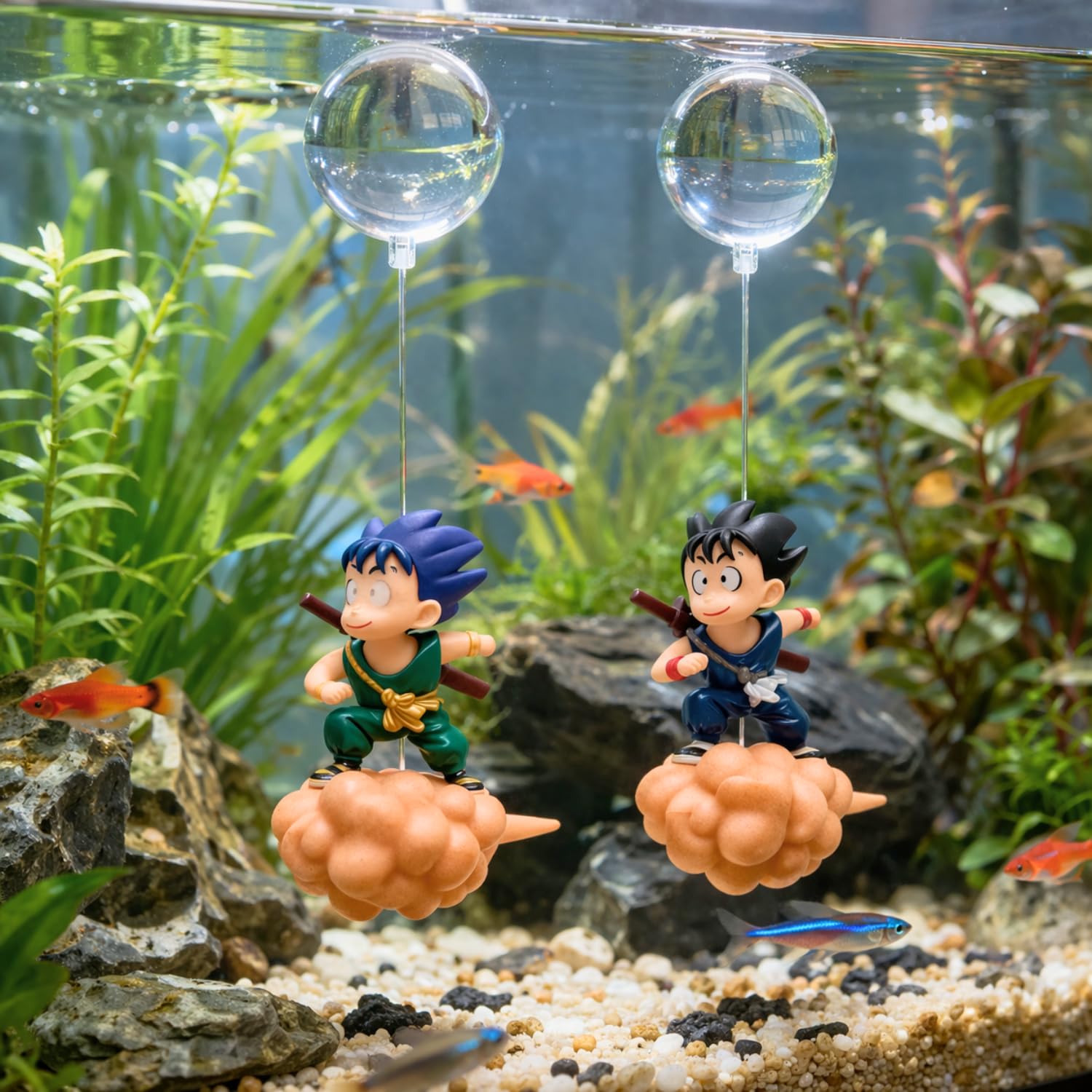 VAYINATO® 2 Pcs Floating Gugu (Random Color) Standing On The Cloud Action Figure Float Figurines Landscaping Ornaments for Fish Tank Decoration By Petzlifeworld Pet Supplies