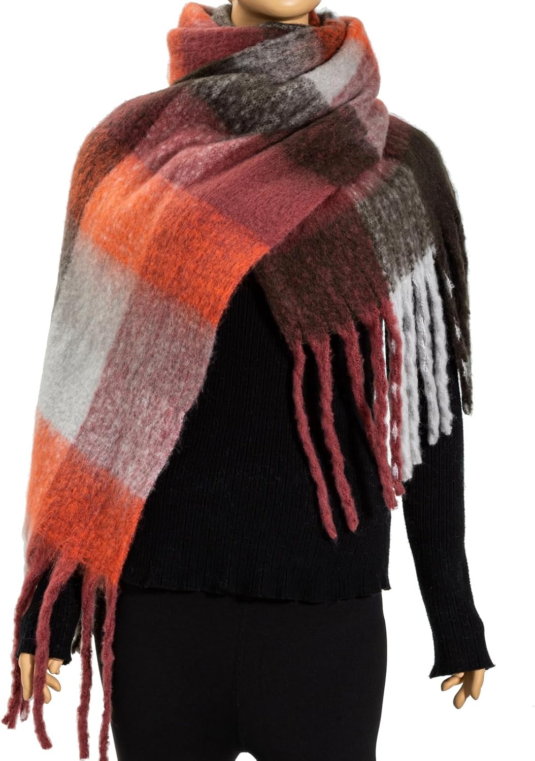 Winter Women Chunky Scarf Warm Blanket Big Thick Large Oversized Wrap Colorful Long Solid Scarves - Image 2