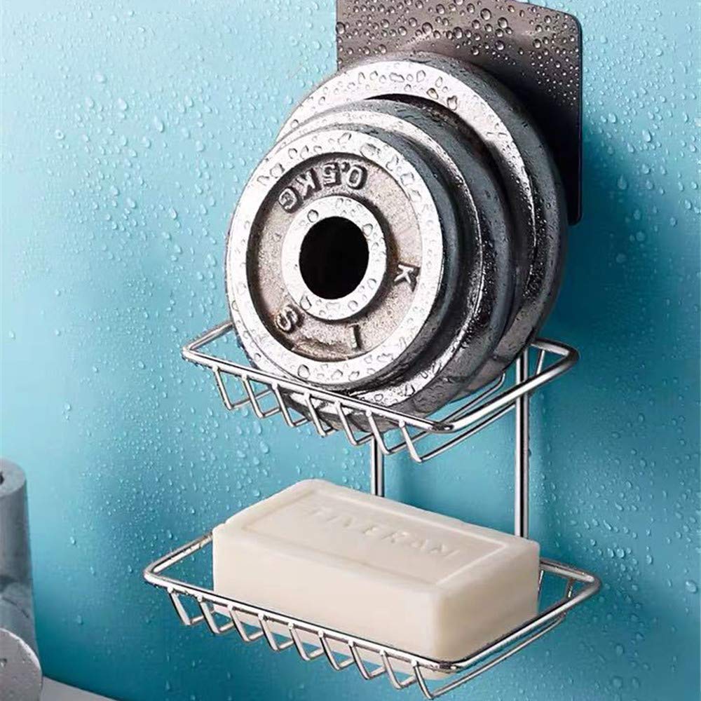 Lot De 2 Porte-savon Inox Autocollant GZkushi - 14x10cm - Sans Perçage - Pour Salle De Bain