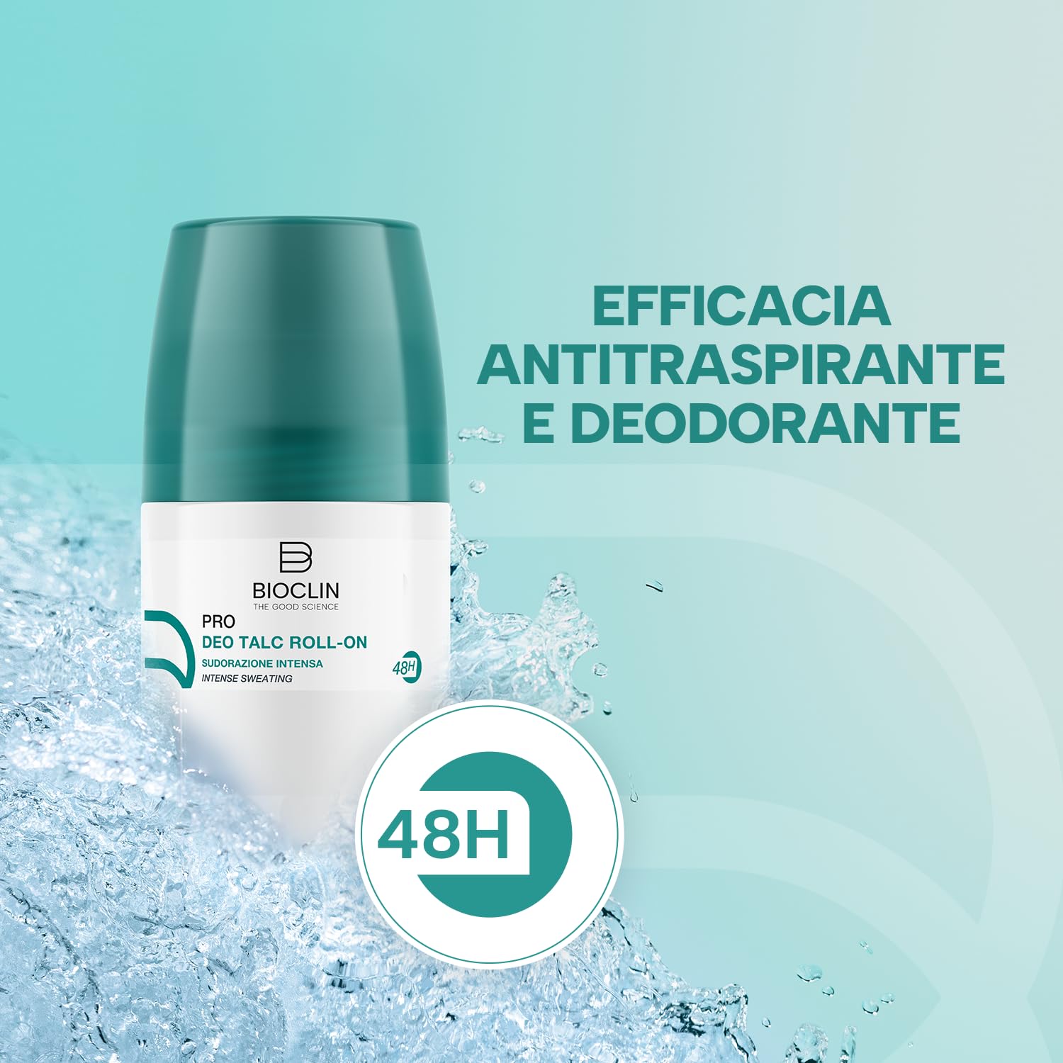 BIOCLIN Deo Pro Talc Roll-on – 50 ml – Deodorante Senza Alcol Ideale per Sudorazione Intensa e Pelli Sensibili – 48h di Protezione – Piacevole profumazione talcata