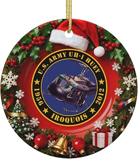 Army UH-1 Huey Tribute Christmas Ornaments, Ceramic Christmas Pendant Ornament, Xmas Tree Hanging Decoration, Holiday Decorations, Family Ornaments 2025 Gifts