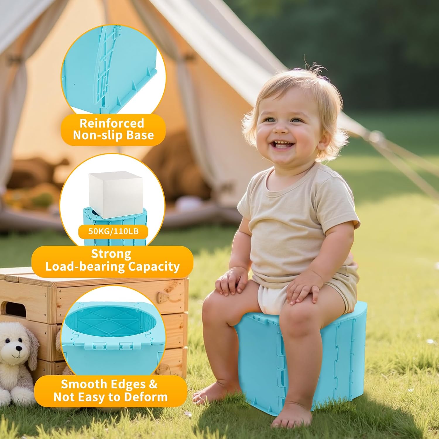 Portable Potty for Toddler Travel, Reusable Foldable Potty Training Toilet with Travel Bag and Liners, On the Go Potty Emergency Toilet for Car, Camping, Indoor, Outdoor