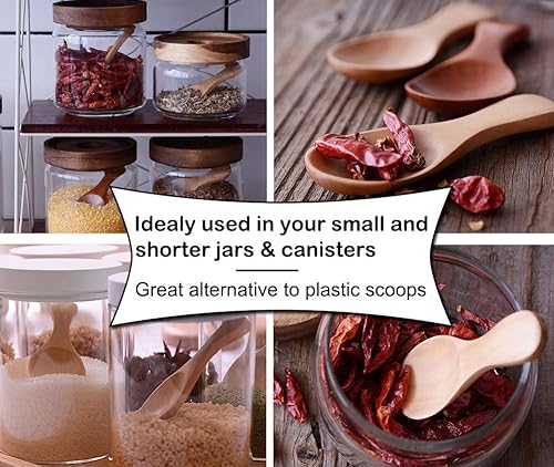Miniatura 3 de AKOAK Mini cuchara de madera con mango corto, tarro pequeño perfecto de mermelada, especias, condimentos, azúcar, miel, cuchara de café de té,