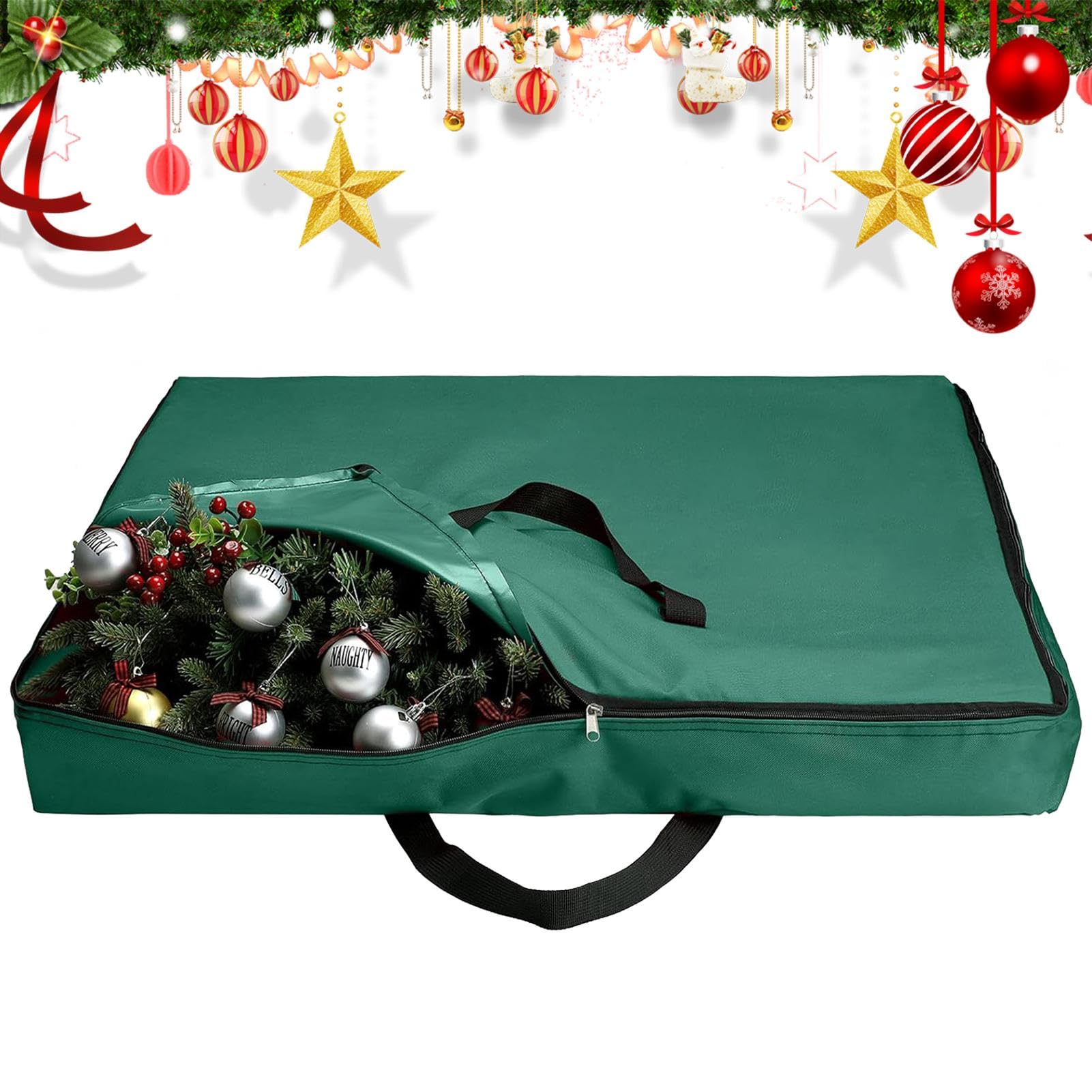 Housse de rangement couronne de Noël 76 cm idéale pour organiser le placard après les fêtes