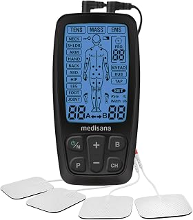 medisana appareil TENS, appareil à courant de stimulation EMS avec 60 programmes appareil professionnel d'électrothérapie relaxation musculaire et soulagement avec 4 électrodes