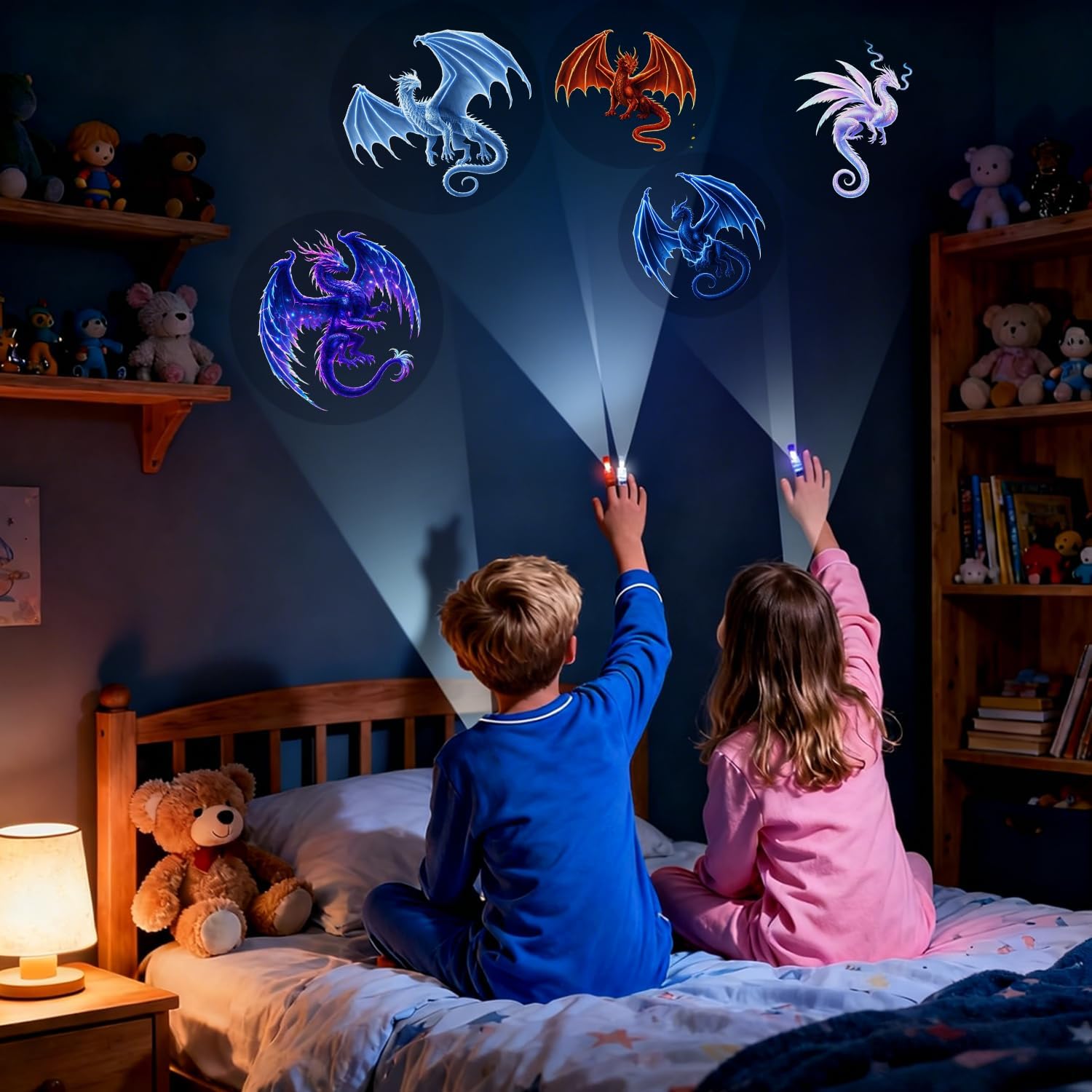 24PCS Dragon Party Favors Finger Lights, 8 Designs Light Up Finger Lights for Kids Birthday Party Favors, Goodie Bag Stuffers Bulk Party Favors, Light Up Party Favors for Dragon Birthday Decorations