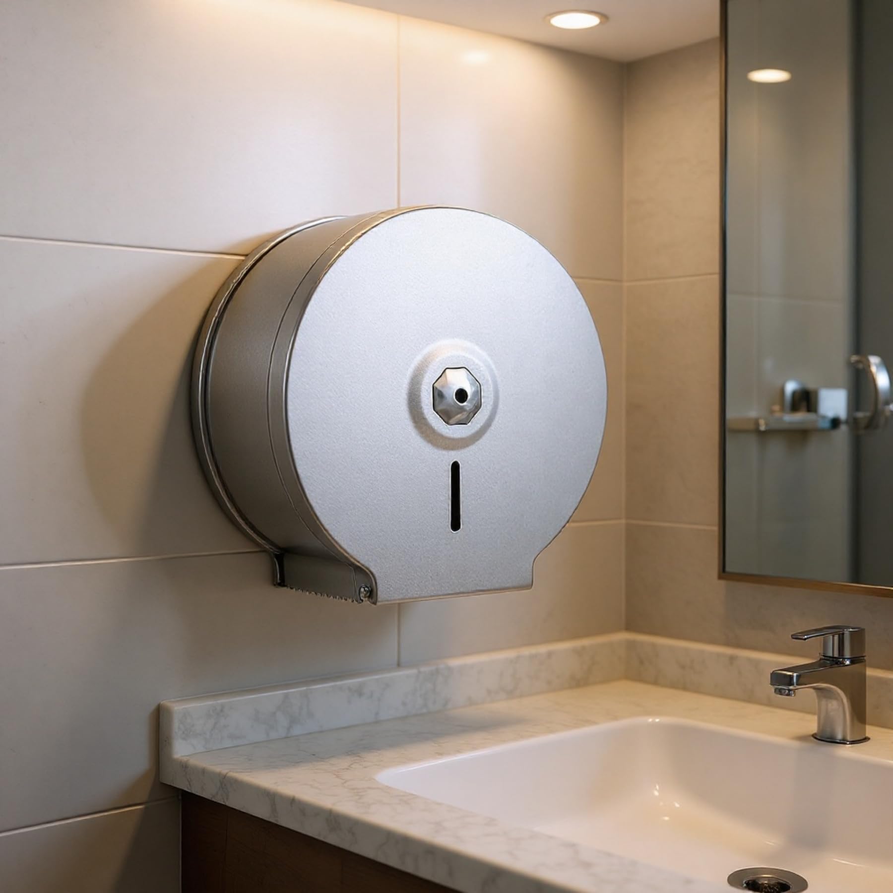 Dispensador de Papel higiénico Jumbo Comercial para Montaje en Pared, Soporte de Rollo de Papel higiénico de Acero Inoxidable con extracción Central, diseño Impermeable, Ventana de visualización