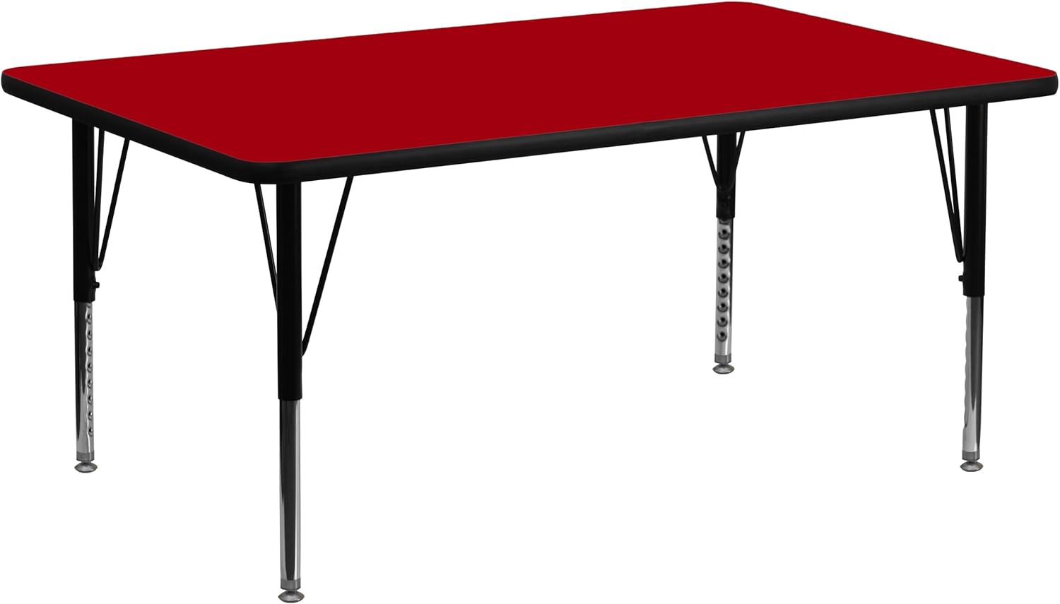 Flash Furniture Wren 30\"W x 72\"L Rectangular Red Thermal Laminate Activity Table - Height Adjustable Short Legs(incomplete legs only)