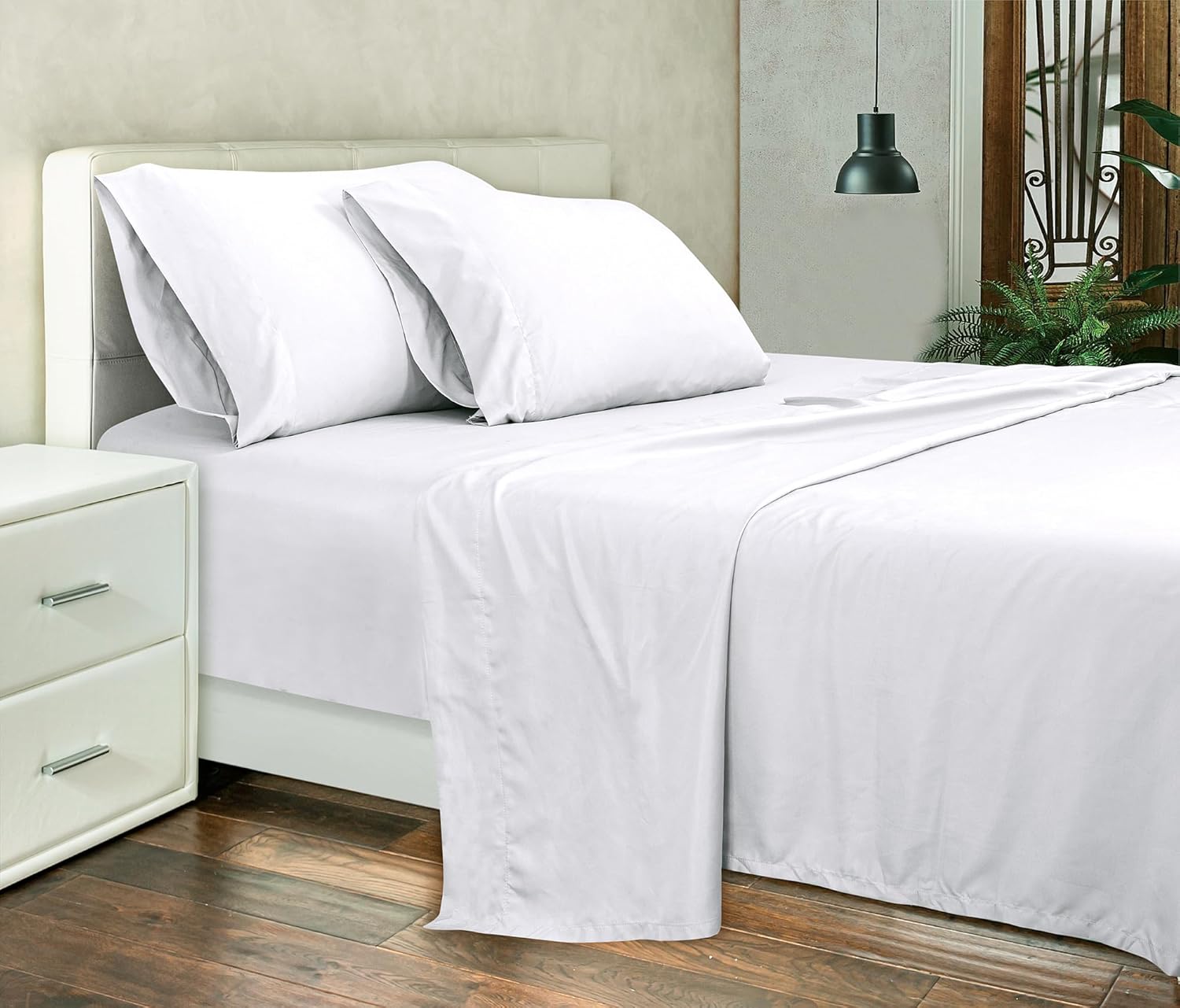 ROYALE LINENS 300 Thread Count 100% Long Staple Combed Cotton Sheet Set - 4 Piece Full Bed Sheets - 1 Fitted, 1 Flat, 2 Pillow Cases -Soft Cool & Crisp Sheet Set (Full, White) - Image 7