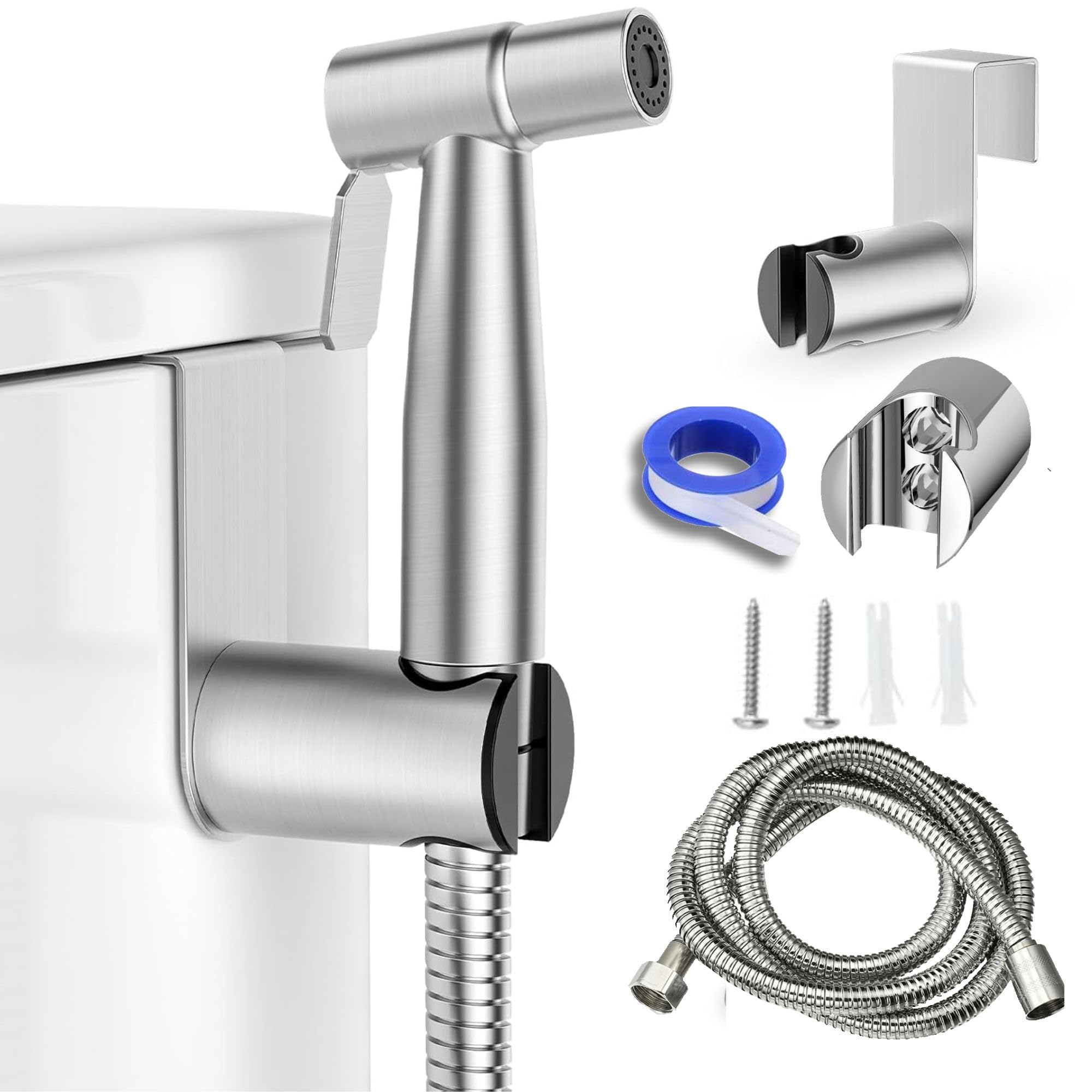 JUNARIS Handheld Toilet Bidet Sprayer, Jet Sprayer Kit, Muslim Shower for Toilet, Shattaf, Stainless Steel Faucet Bidet Sprayer Set | Heavy-duty and durable, 150cmJUNARIS Handheld Toilet Bidet Sprayer, Jet Sprayer…