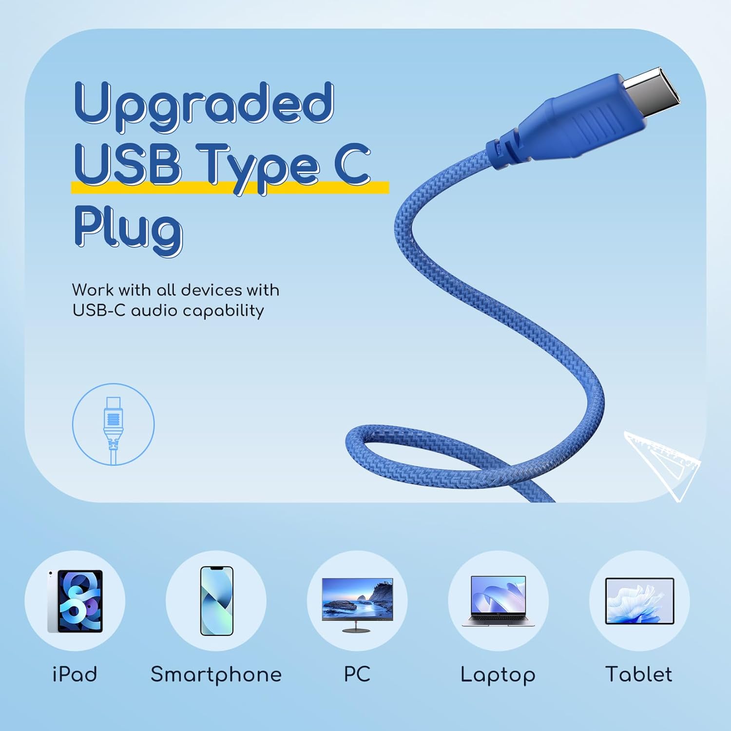 EarFun Kids Headphones Wired with Microphone, 85/94dB Volume Limit Headphones for Kids, Portable Wired Headphone with Shareport, Stereo Sound Foldable Headset for School/Tablet/PC/Kindle, Type C - Image 2