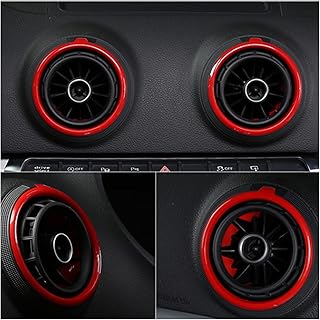 Interior Accessories For Audi A3 S3 RS3 8V 2013 2014 2015 Interior Car Air Conditioner Outlet Trim Ring Cover Outer Ring Refit Accessories Air Outlet Decoration Strip (Color : Red)