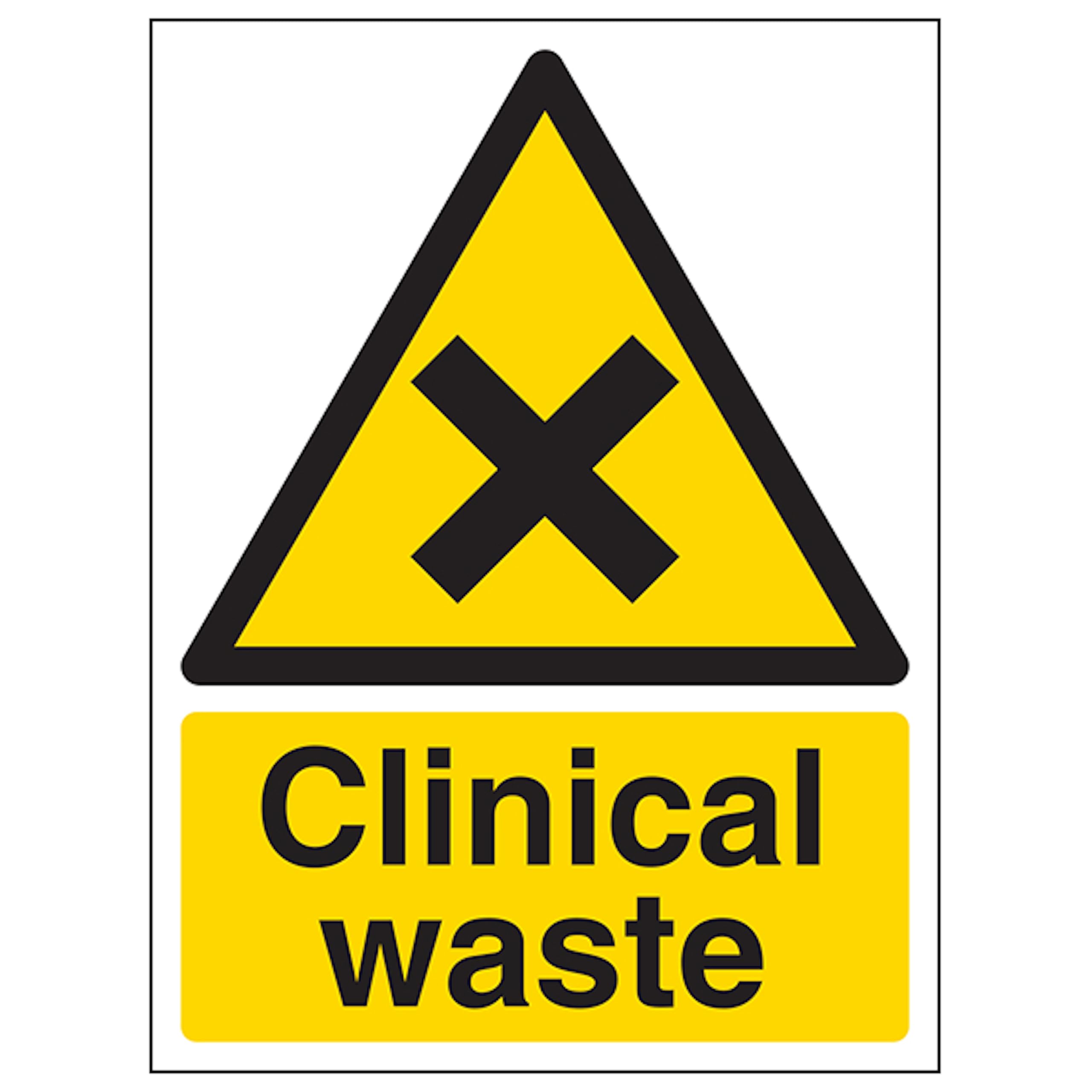 V Safety Clinical Waste - Portrait 150 x 200mm - 2mm Rigid Plastic Safety Sign