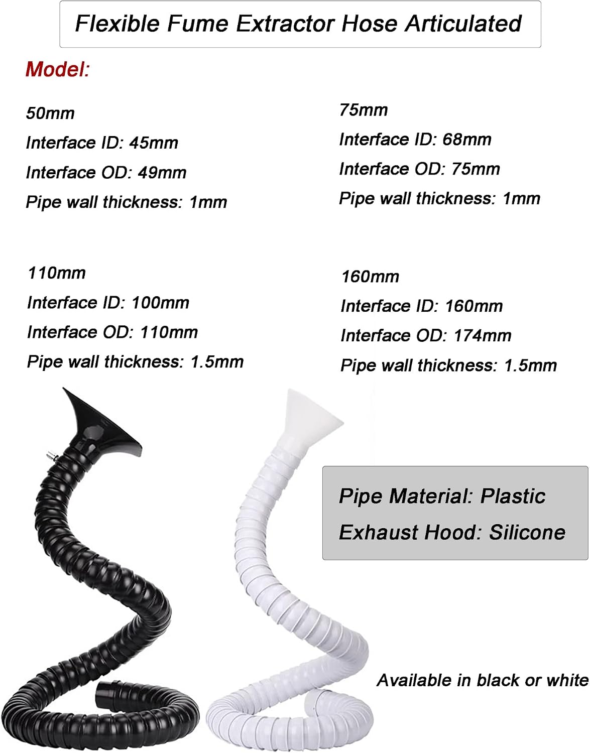 Industrial Adjustable Fume Extractor Arm, 2-3 Inch Flexible Dust Collection Hose with 360° Hood for Workshop & Laboratory, Efficient Air Filtration System