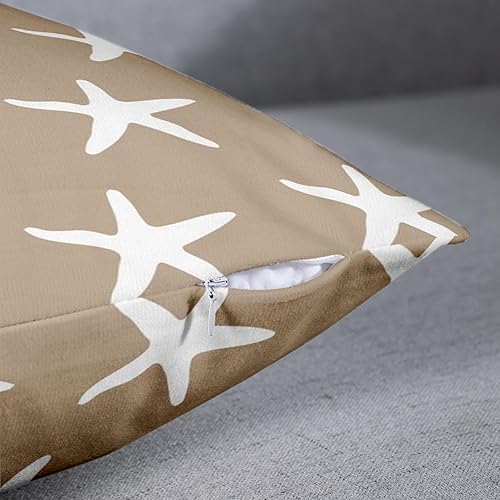 Miniatura 2 de Emvency Juego de 4 fundas de almohada de playa, estrellas de mar, palabras, reglas, vacaciones, verano, ancla náutica, color gris pardo, desgastado,