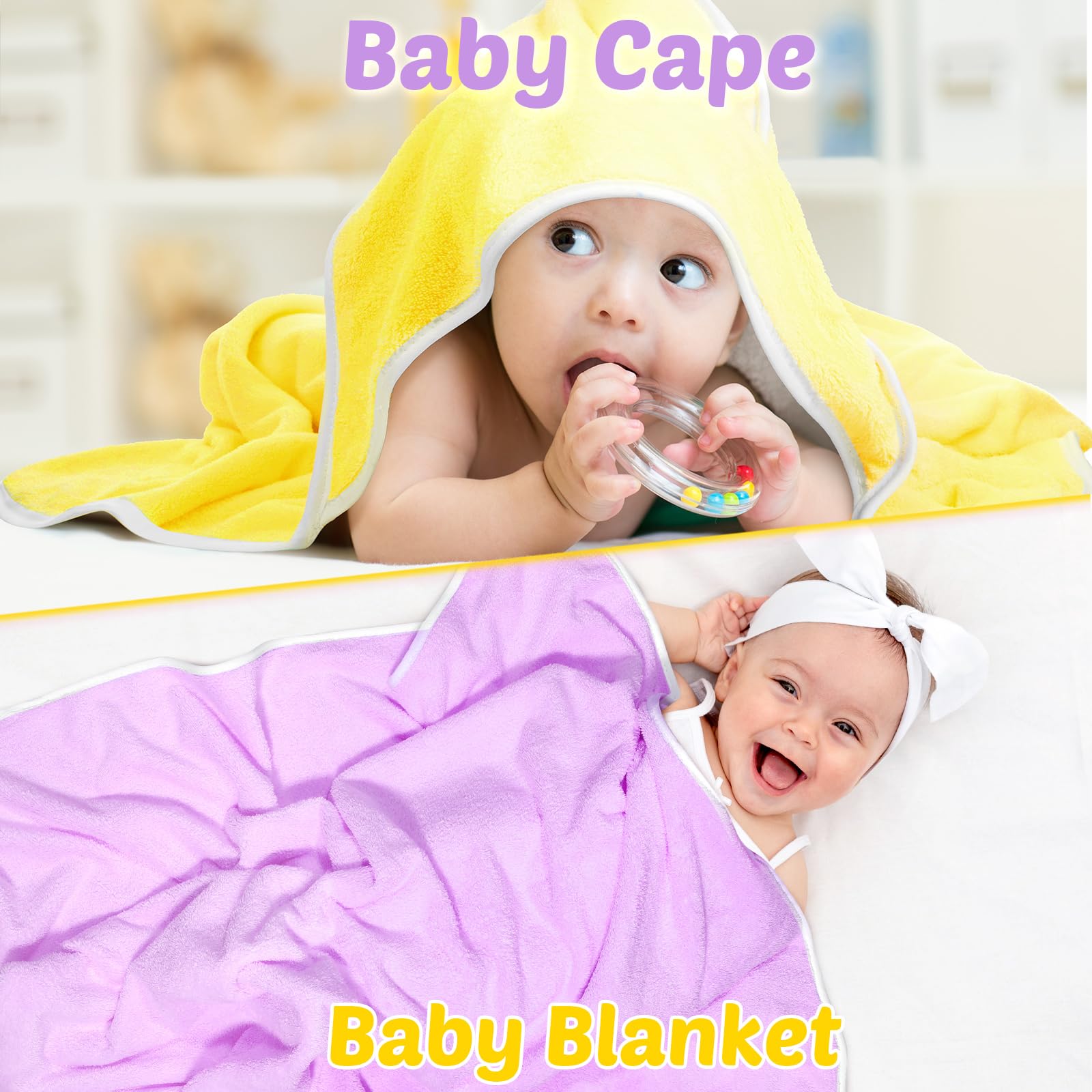 Reginary - Paquete de 4 toallas con capucha para bebé, forro polar coral, 30 x 30 pulgadas, suave y absorbente, manta de baño con capucha para recién nacidos, niños, niñas, suministros de regalo de