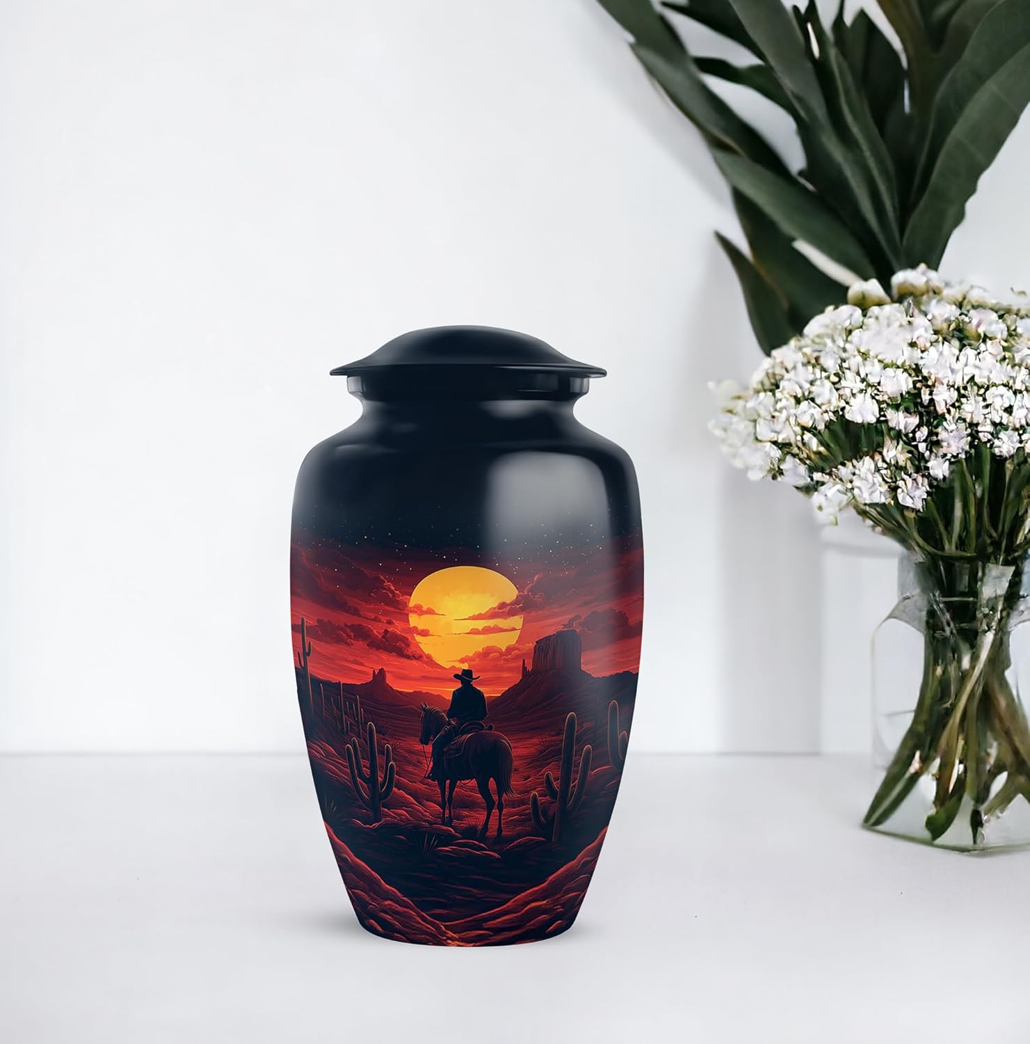Cowboy Urns - Burial Urns for Mom & Dad Ashes - Small Urns for Human Ashes Keepsake Male - Funeral Urn for Ashes for Women - Decorative Urns - Human Urns for Ashes Female (Size 10 & 3 Inch 5 Pcs)
