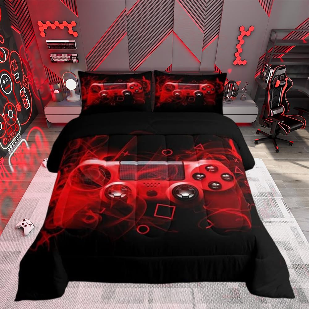 Juego de funda nórdica con diseño de mando de consola de videojuegos para dormitorio de niños y adolescentes, decoración para niños, niñas y jóvenes, funda de edredón con inserto para consola de
